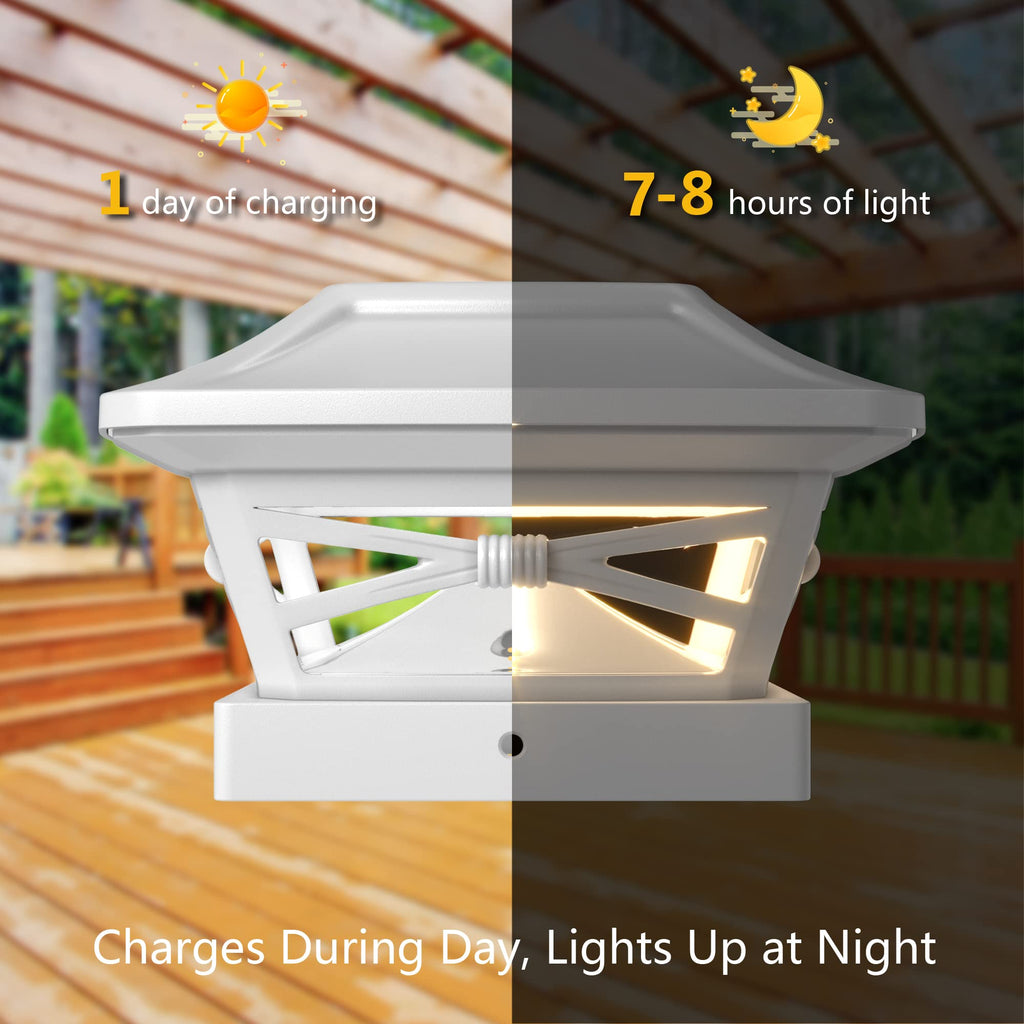 Davinci Lighting Renaissance Solar Outdoor Post Cap Lights - Includes Bases for 4x4 5x5 6x6 Posts - Bright LED Light - Pearl White (1 Pack)