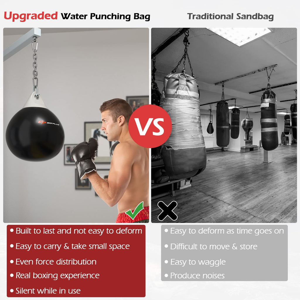 Goplus Water Aqua Bag, 21'' 180 Pound /18” 110 Pound Heavy Punching Bag with Adjustable Metal Chain, Water Injection Hose, Boxing Training Bag for Adults Fitness, MMA