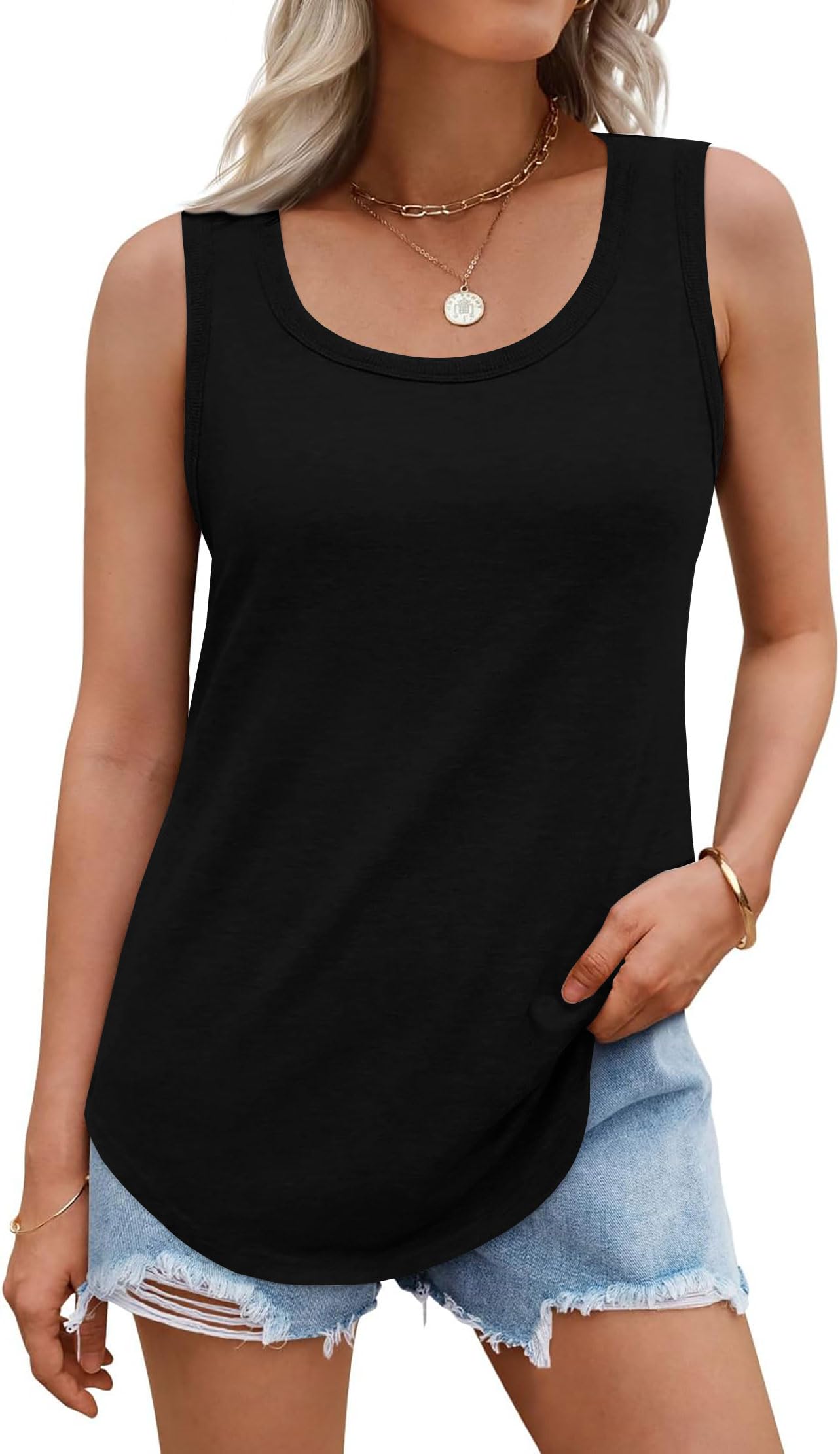 rosemia Tank Tops for Women Summer Sleeveless Casual Loose Fit Tunic Tops 2026