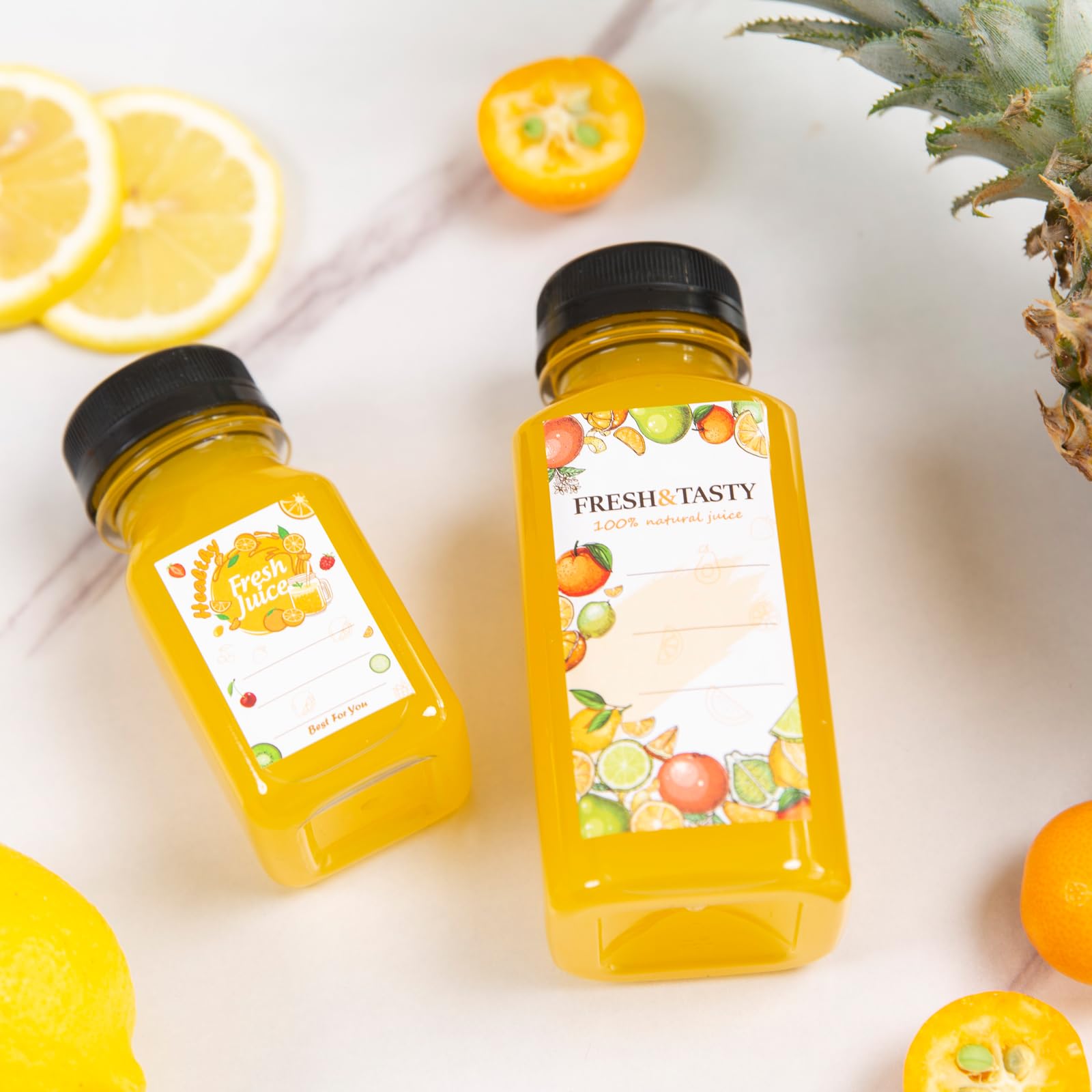 TOMNK 45pcs 2oz Plastic Shot Juice Bottles with Caps, Ginger Shot Bottles, Reusable Clear Bulk Beverage Containers for Ginger Shot, Juice, Milk, and Other Beverages