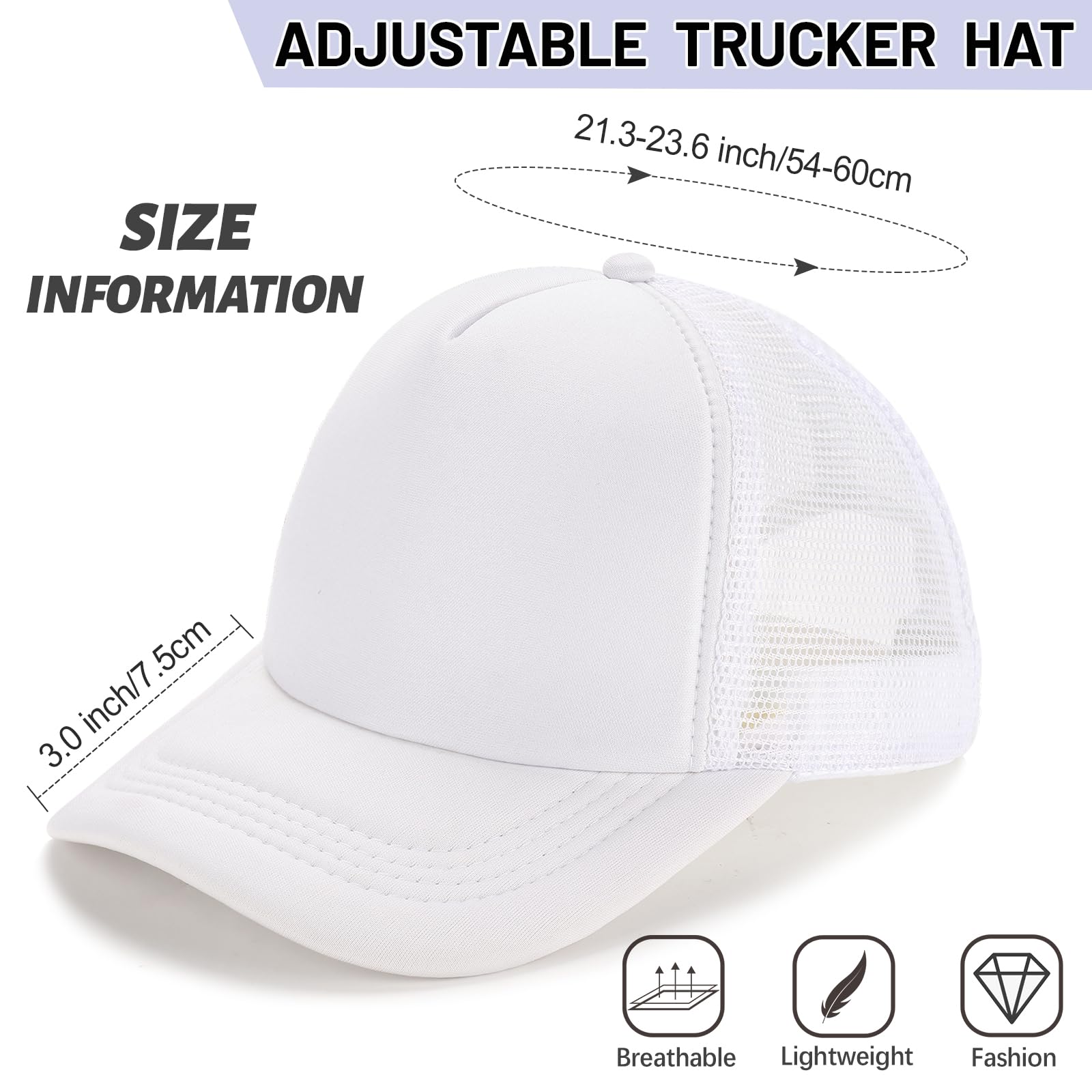 Ultrafun 10 Pack Trucker Hat Mesh Sublimation Blank Hats Adjustable Baseball Caps Hats for Men Women