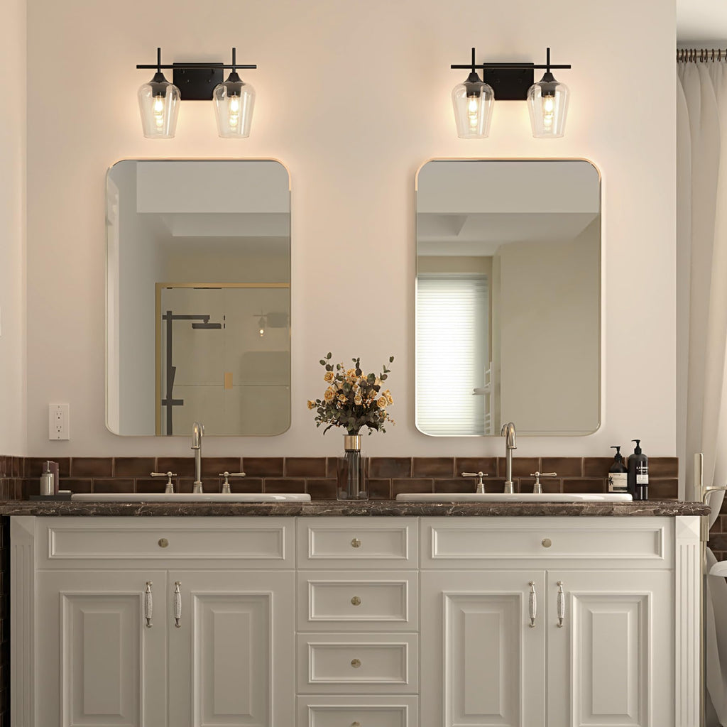 VONLUCE Bathroom Vanity Light, 2 Light Bathroom Light Fixture Over Mirror, Bathroom Wall Lamp with Clear Glass, Modern Brushed Nickel Vanity Lighting fixtures for Bathroom, Bedroom, Hallway
