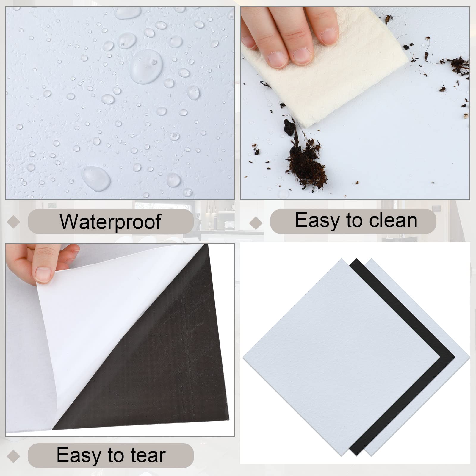 Spiareal 48 Pieces Peel and Stick Floor Tiles Vinyl Flooring 12 x 12 Inch Stick on Floor Tile Self Adhesive Waterproof DIY for Bathroom Kitchen Bedroom Living Room(Black Marble)