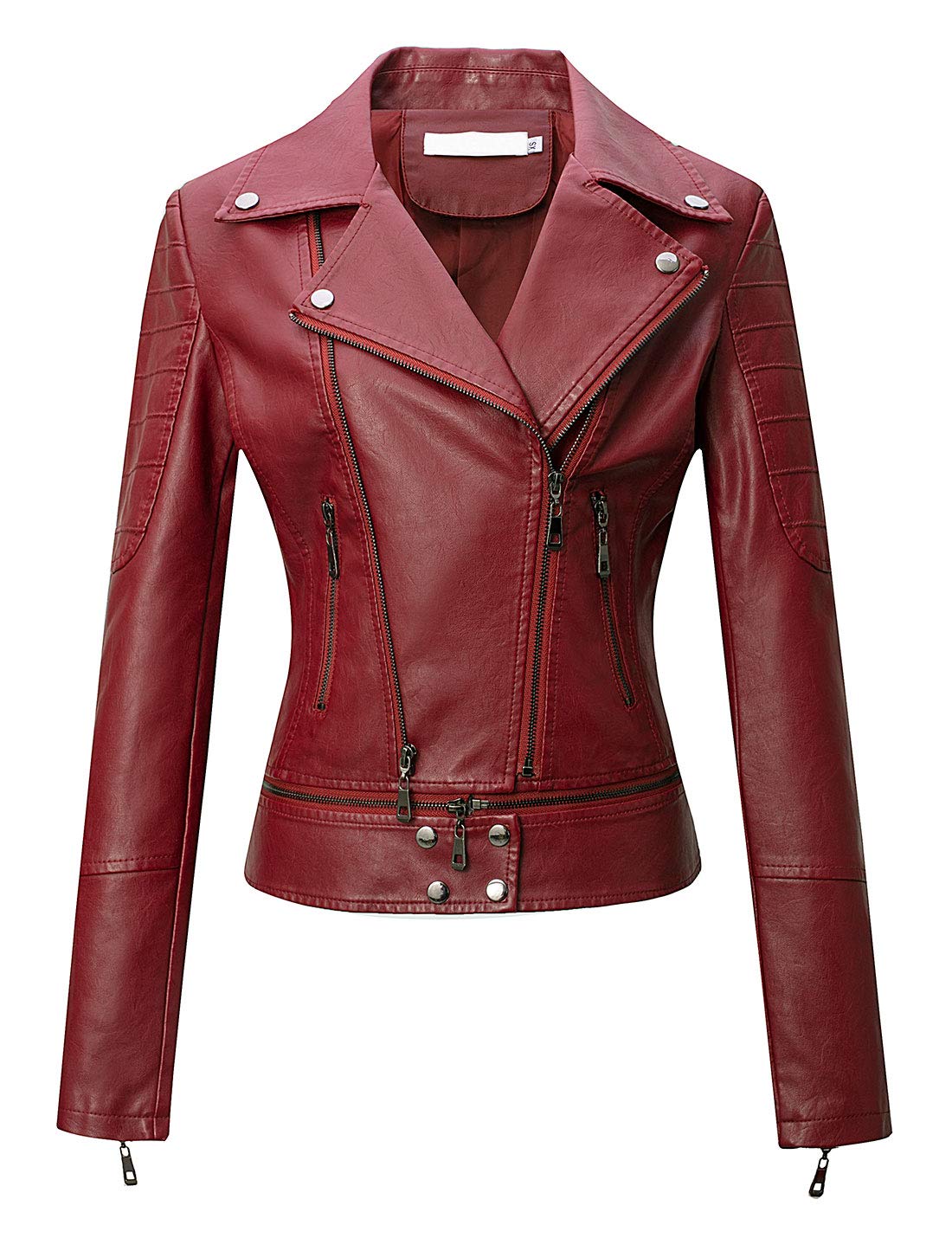 Tanming Women's Faux Leather Moto Biker Short Coat Jacket