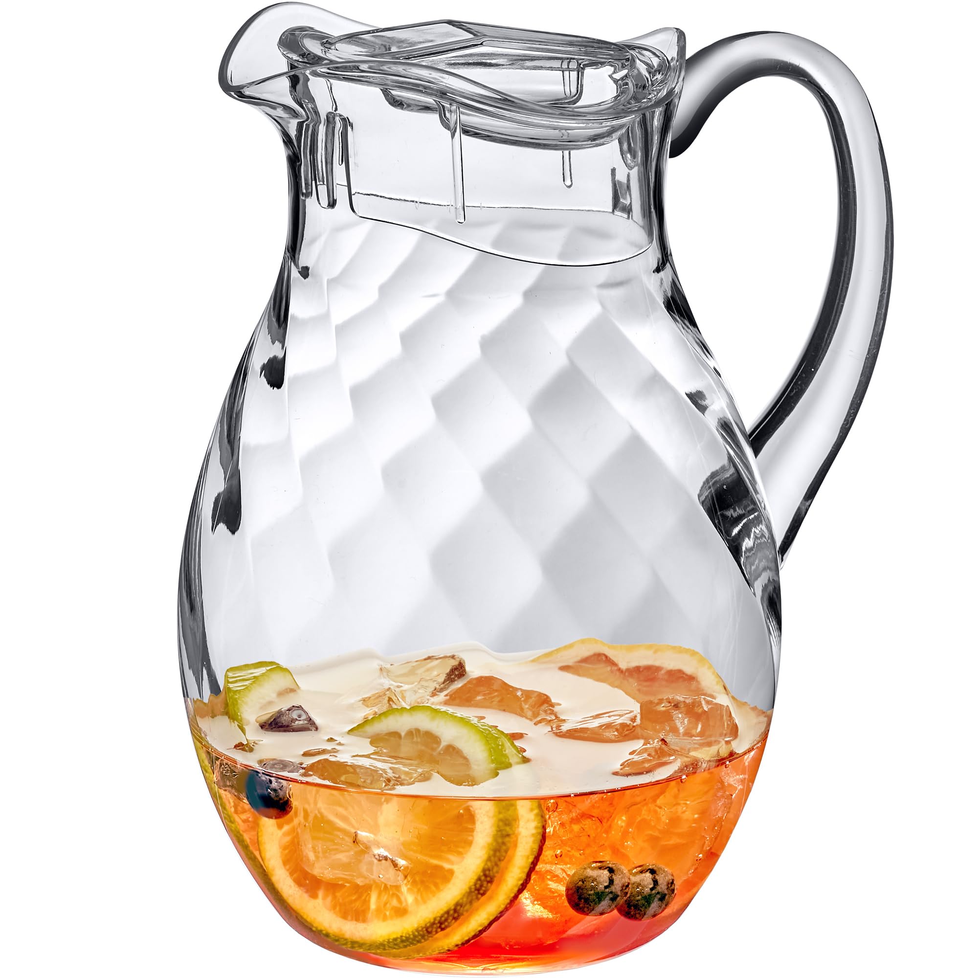 Amazing Abby - Bubbly Whirly - Plastic Pitcher (64 oz, 2 Quart), Clear Water Pitcher with Lid, Fridge Jug, BPA-Free, Shatter-Proof, Great for Iced Tea, Sangria, Lemonade, Juice, Milk, and More