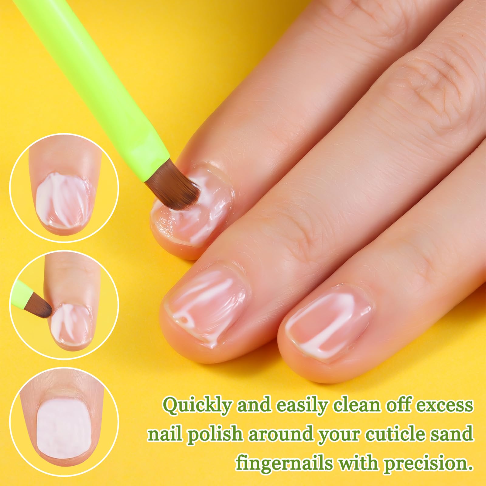 Nail Art Clean Up Brushes,Nail Brushes for Cleaning Polish Mistakes on the Cuticles, Acetone Resistant Nail Brush, Fingernail Cleaning Brushes for Nail Art and Designs (2 Pcs Round&Angled)