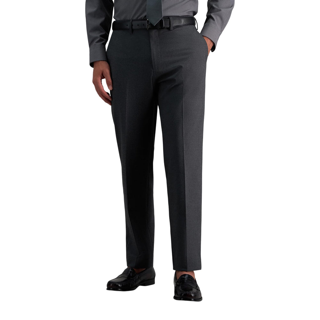 J.M. Haggar Mens 4-Way Stretch Straight Fit Flat Front Dress Pant