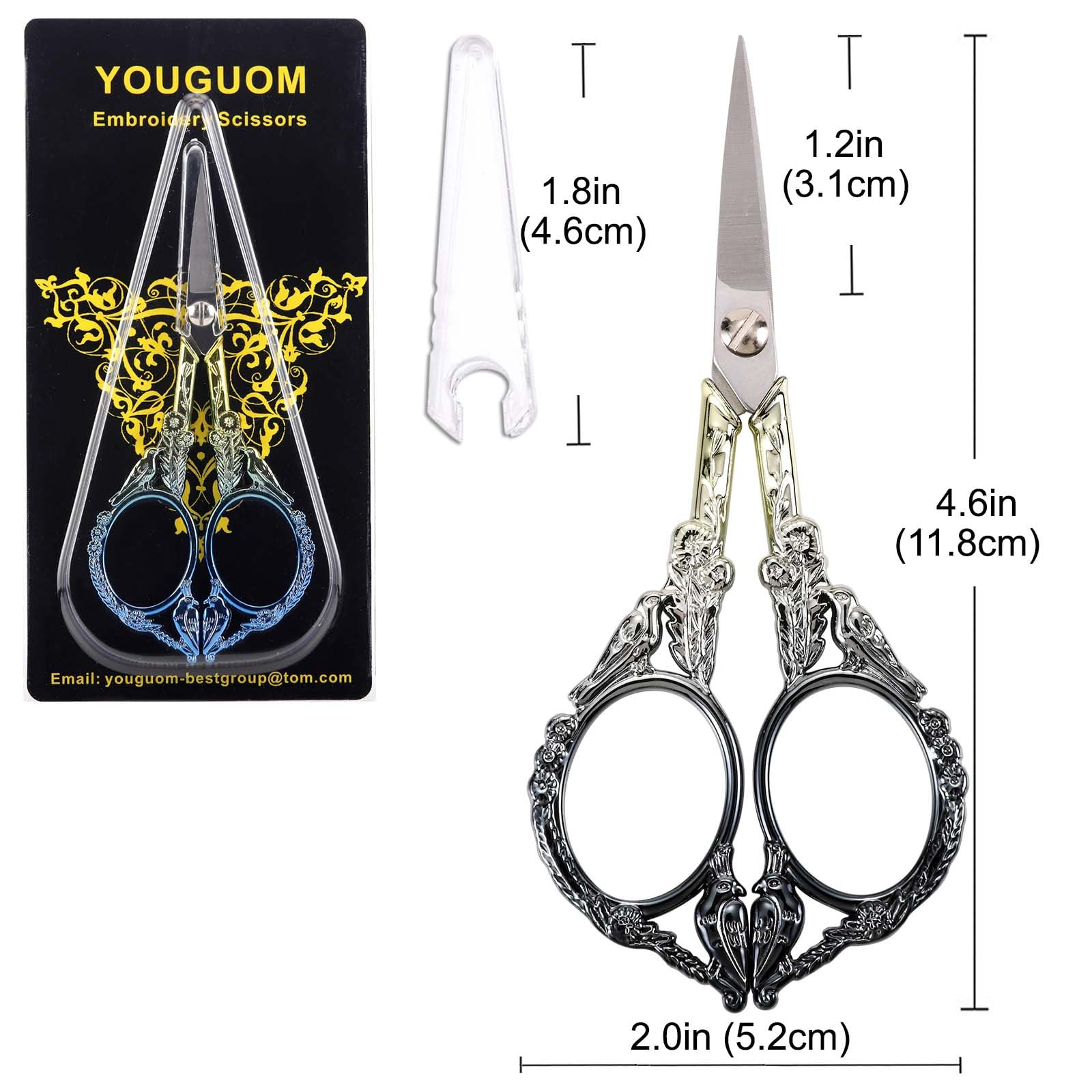 YOUGUOM Small Craft Scissors, Little Travel Sharp Embroidery Scissors All Purpose, Straight Tips Mini Sewing Shears, Precision Detail Thread Cutting Snips