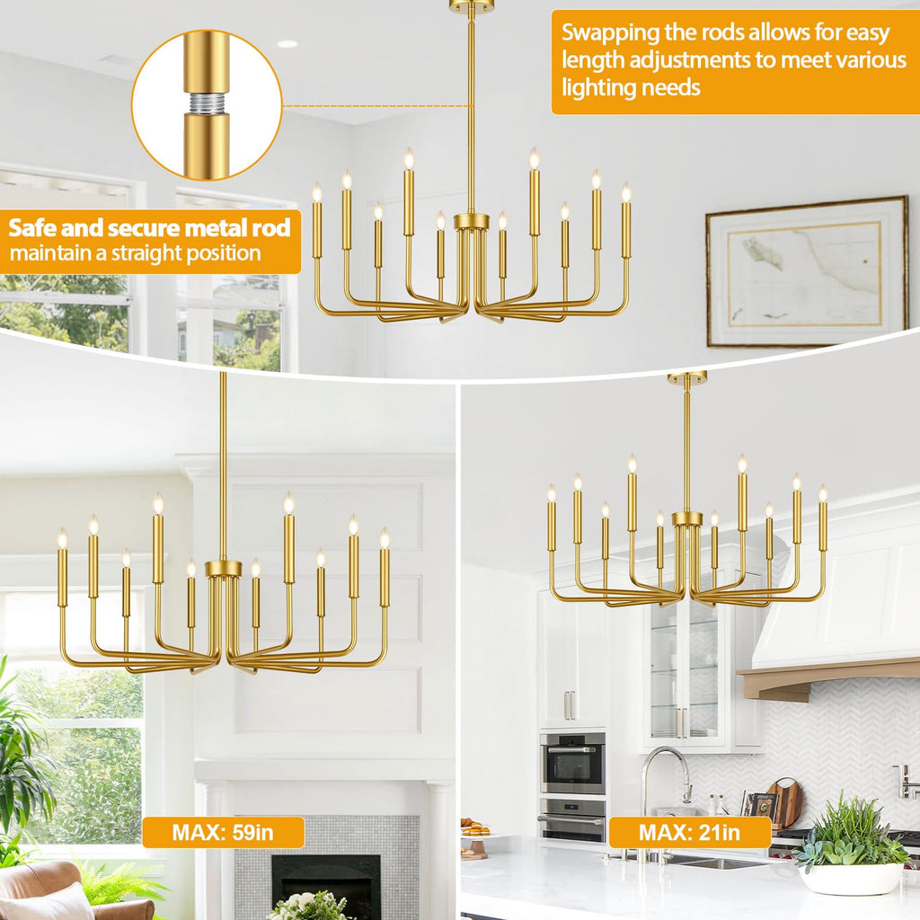 Rustic Black Chandelier, 6-Light Antique Farmhouse Chandelier for Dining Room Lighting Fixtures, Vintage Candle Pendant Light Fixtures Chandeliers for Dining Room Bedroom, Foyer and Living Room
