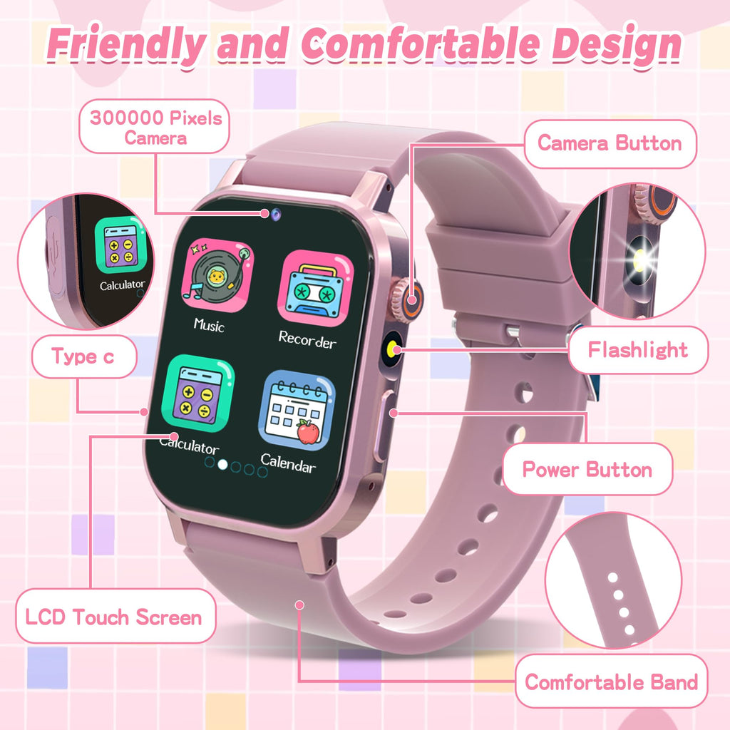 Kids Smart Watch Boys, Kids Game Smart Watch with 32 Games HD Touch Screen Video Camera Music Player Audiobooks Pedometer Flashlight Alarm Clock 12/24 hr, Toys Gift for 3-12 Years Old Boys Girls
