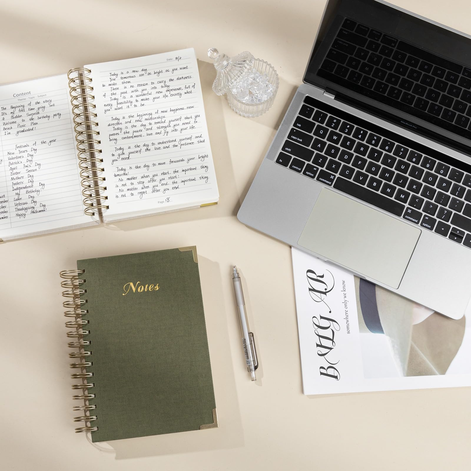 Spiral Notebook Journal, 328 Pages Linen Hardcover College Ruled Notebook, Lined Thick Journals for Women Men, A4 Thick Spiral Journal for Writing, 100GSM Paper, Cute Notebooks for Work School