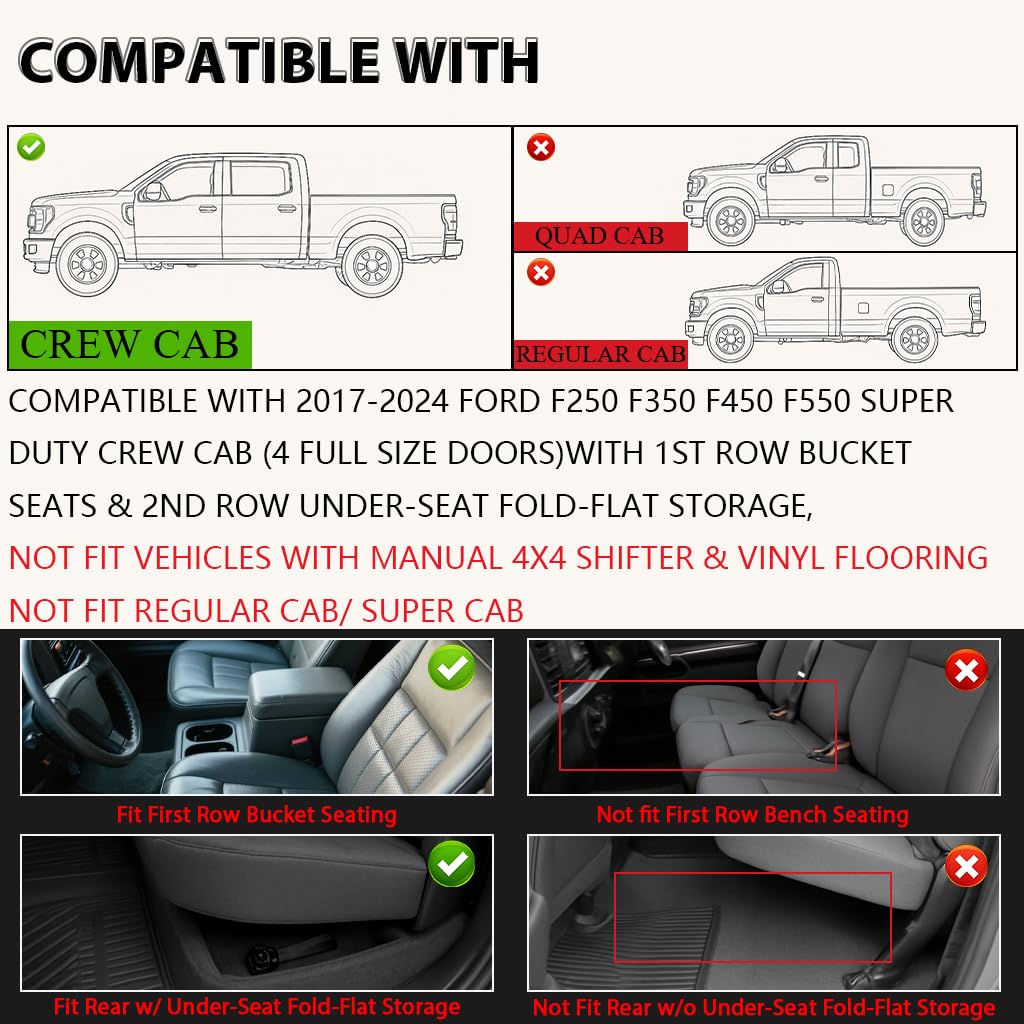 G-PLUS Floor Mats Fit for Toyota 4Runner 2013-2024/Fit Lexus GX460 2014-2023/Not Fit Vehicles with Vinyl Flooring, TPE Black,1st & 2nd Row 3pcs Mats