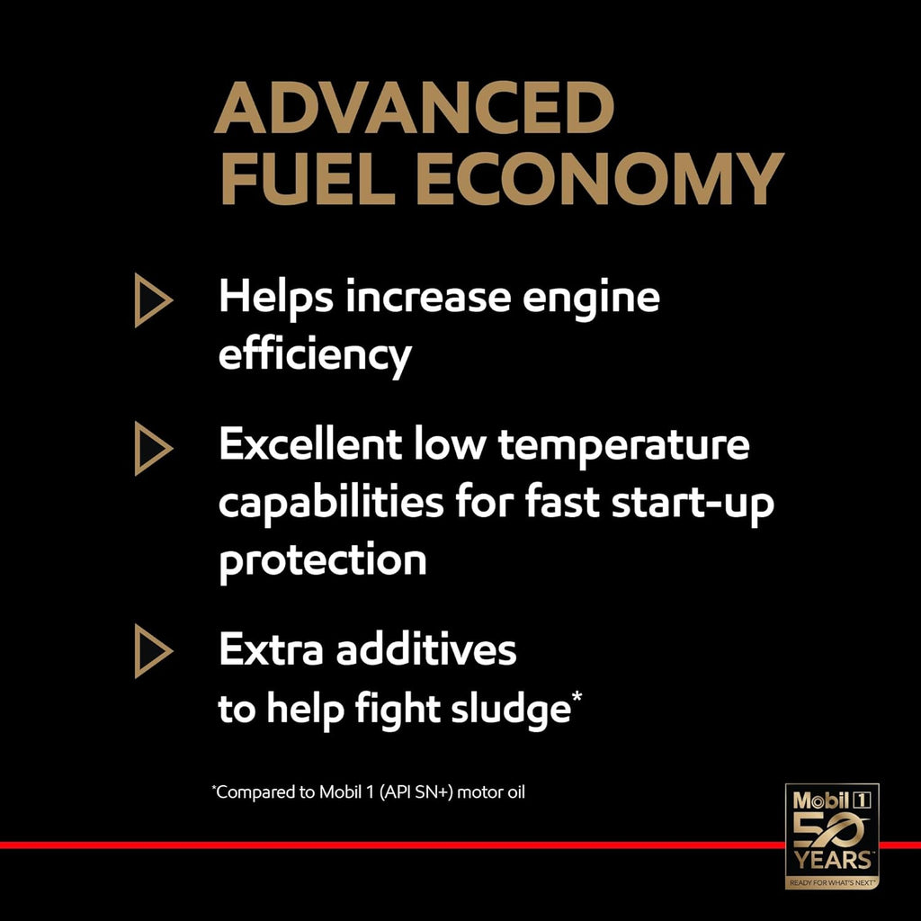 Mobil 1 Advanced Fuel Economy Full Synthetic Motor Oil 0W-20, 6-pack of 1 quarts