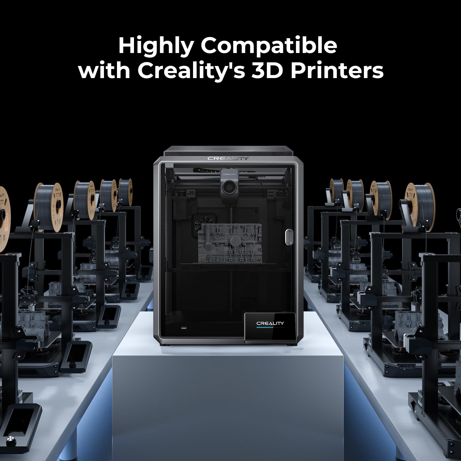 Creality Carbon Fiber PLA Filament 1.75mm 1KG, Hyper PLA-CF for High-Speed Printing 50–300mm/s, Dimensional Accuracy +/- 0.03mm Accuracy,Fits for Most FDM 3D Printers(Black)
