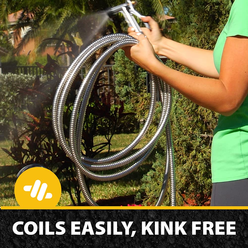 BIONIC STEEL 3Ft Short Garden Hose, 3 Ft x 5/8 In. Connector Hose for Reel, Leak Proof Connection, Heavy Duty, Non Kinking, Flexible, Hose Extension
