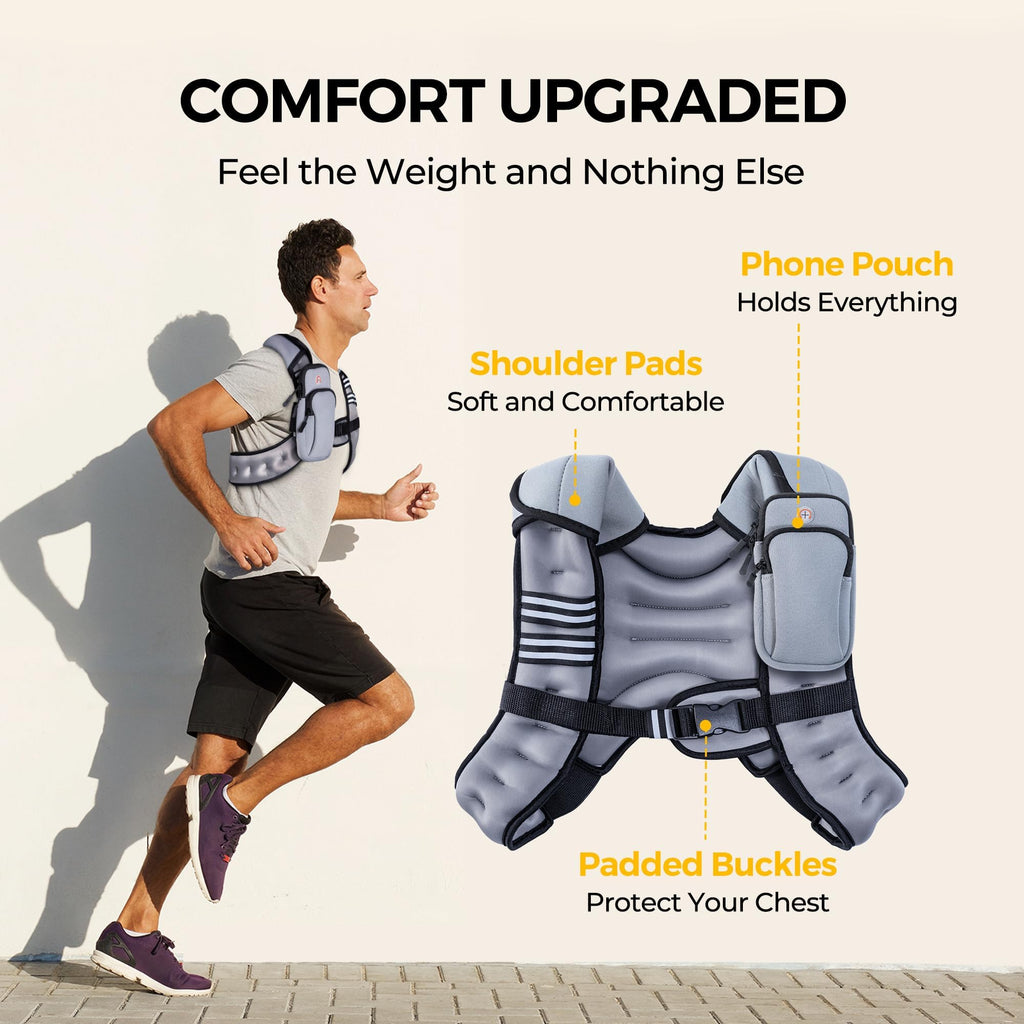 PACEARTH Weighted Vest,6lb/8lb/10lb/12lb/16lb/20lb/25lb/30lb Weight Vest with Reflective Stripe, Body Weight Vests for Women, Men, Weight Loss Workout, Strength Training, Running, Walking, Jogging