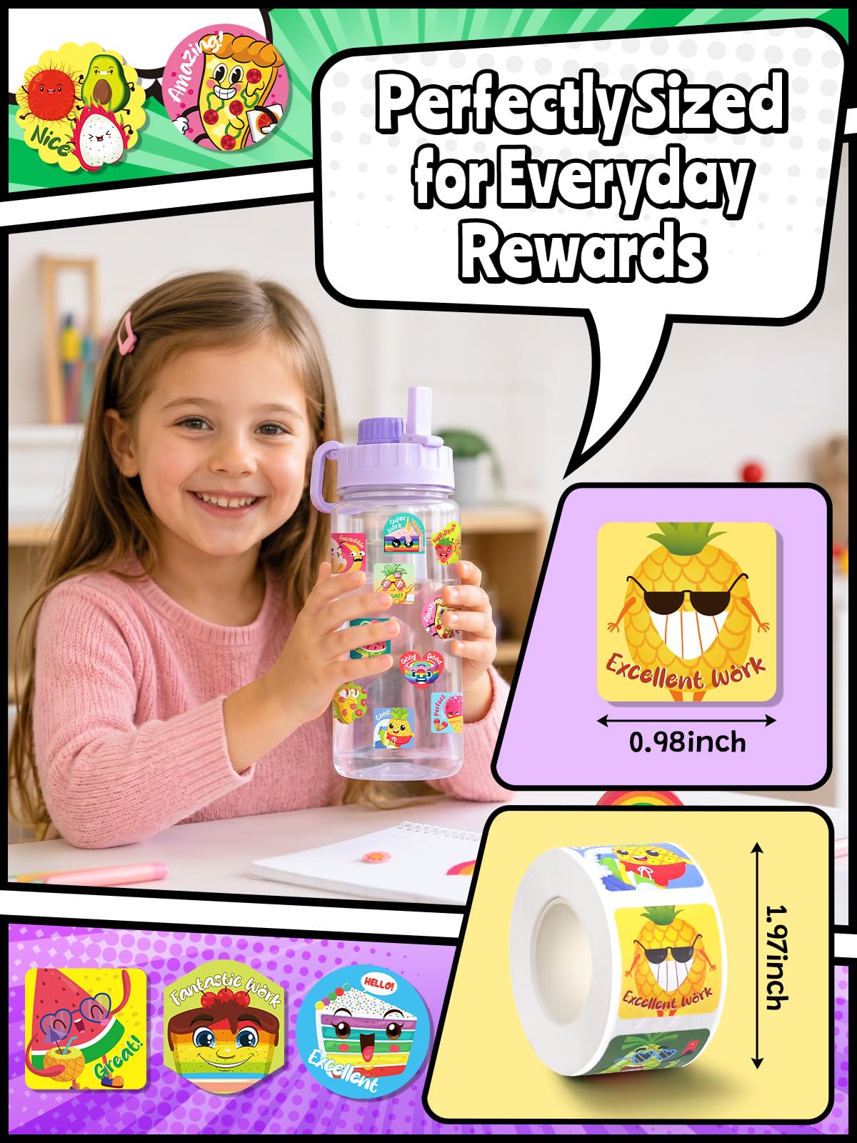 HORIECHALY 3 Rolls Scratch and Sniff Stickers for Kids, 600PCS Smelly Scented Stickers, Kid's Reward Sticker, Classroom Teacher Must Haves, School Supplies Incentives Christmas Children‘s Gift-1.57''