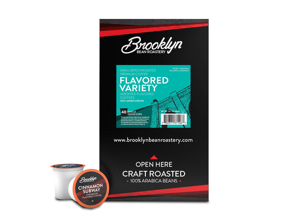 Brooklyn Beans Coffee Pods, Medium Roast Gourmet Variety Pack - Compatible with Keurig K Cup Brewers Including 2.0 Machines, 40 Count