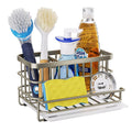 HapiRm Kitchen Sink Organizer, SUS304 Stainless Steel Rustproof Multifunctional Large Sink Caddy with Sponge Holder and Drain Tray for Kitchen Countertop (Silver)
