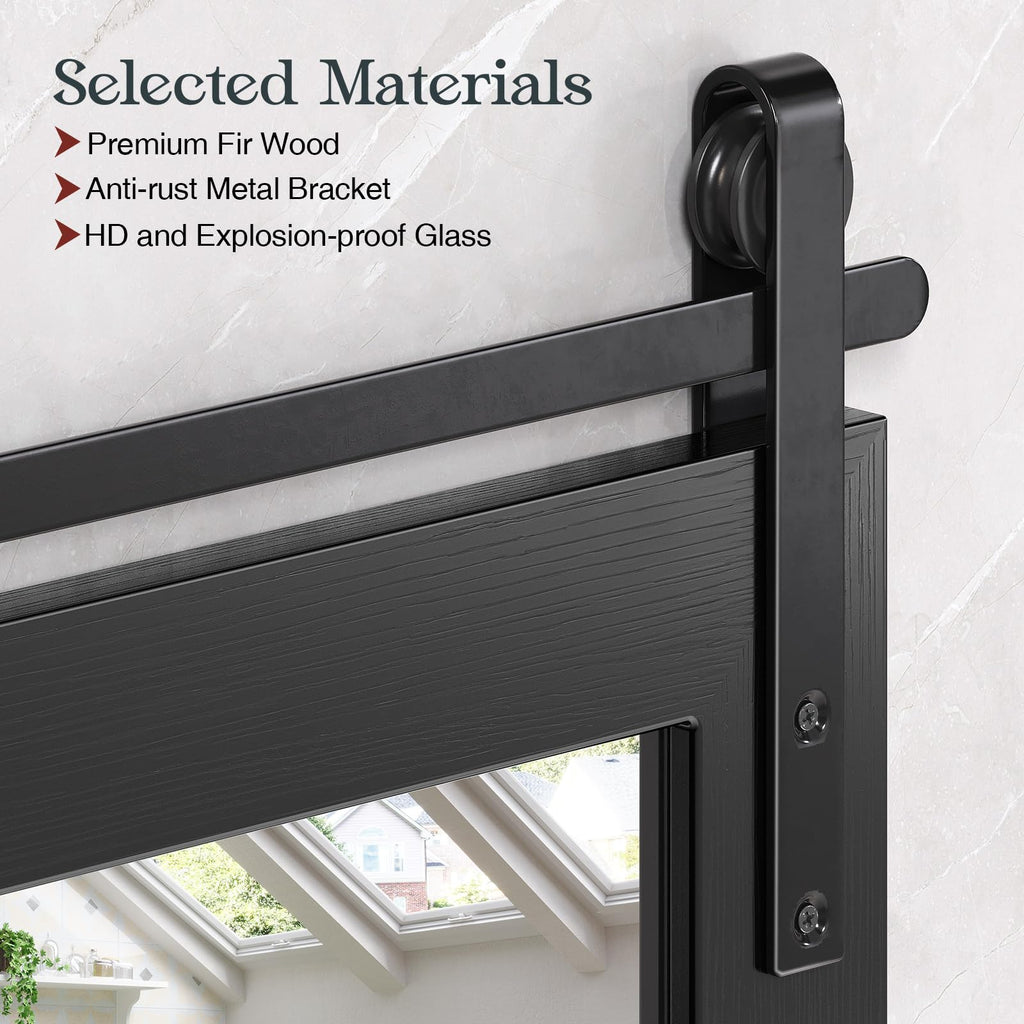 Farmhouse Mirror 41x26 Inch, Black Rustic Bathroom Mirror, Vanity Wood Framed Rectangular Wall Decorative Mirrors for Entryway, Living Room, Bedroom