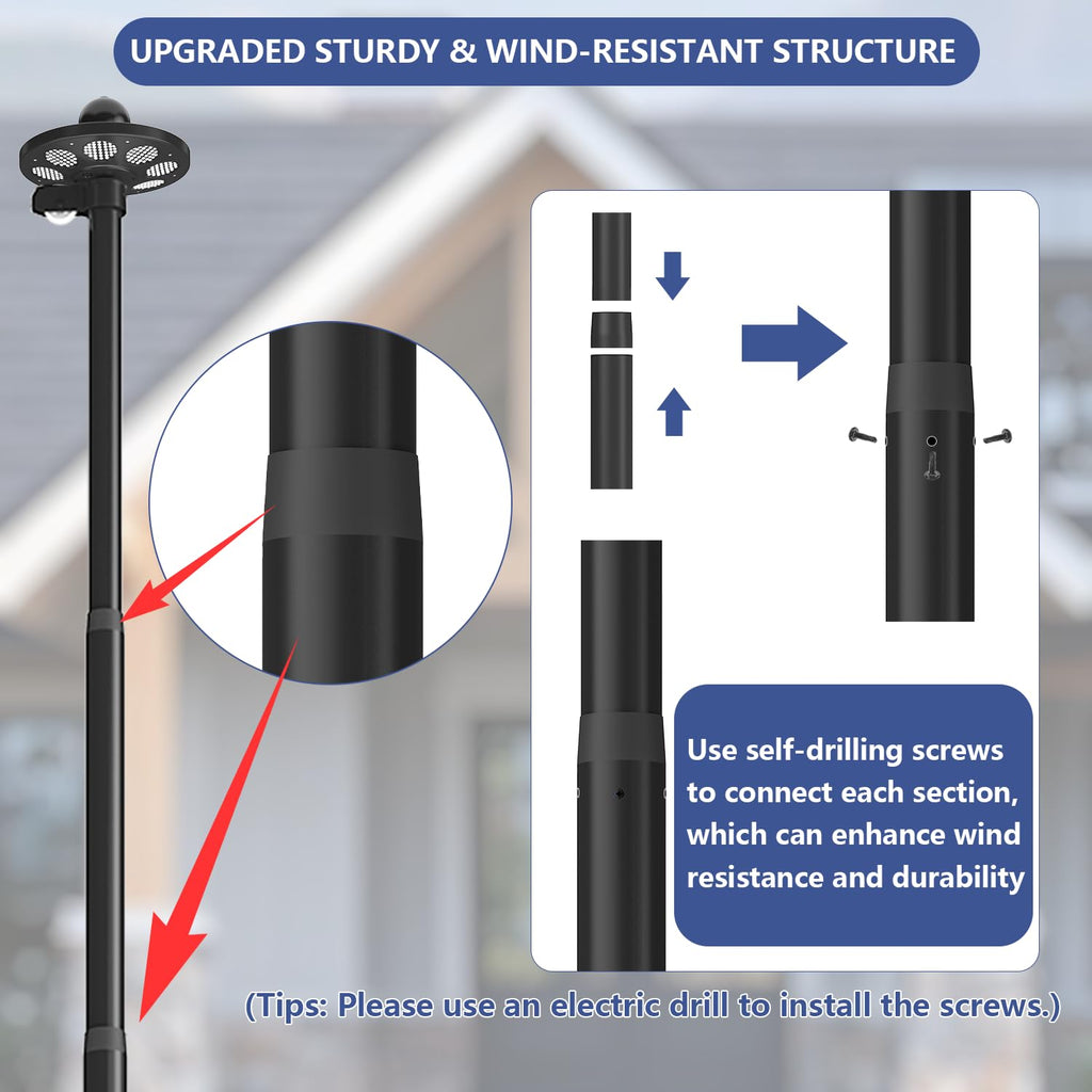 Upgraded 10 Gauge 20FT Heavy Duty Flag Pole Kit with 136 LED Solar Light, Extra Thick Flagpole for Outside House in Ground, Bottom 3 mm Thick & Width 3.35 in, 120MPH Wind Rated