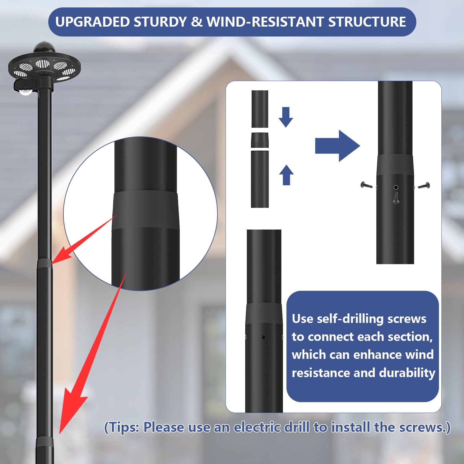 Upgraded 10 Gauge 20FT Heavy Duty Flag Pole Kit with 136 LED Solar Light, Extra Thick Flagpole for Outside House in Ground, Bottom 3 mm Thick & Width 3.35 in, 120MPH Wind Rated