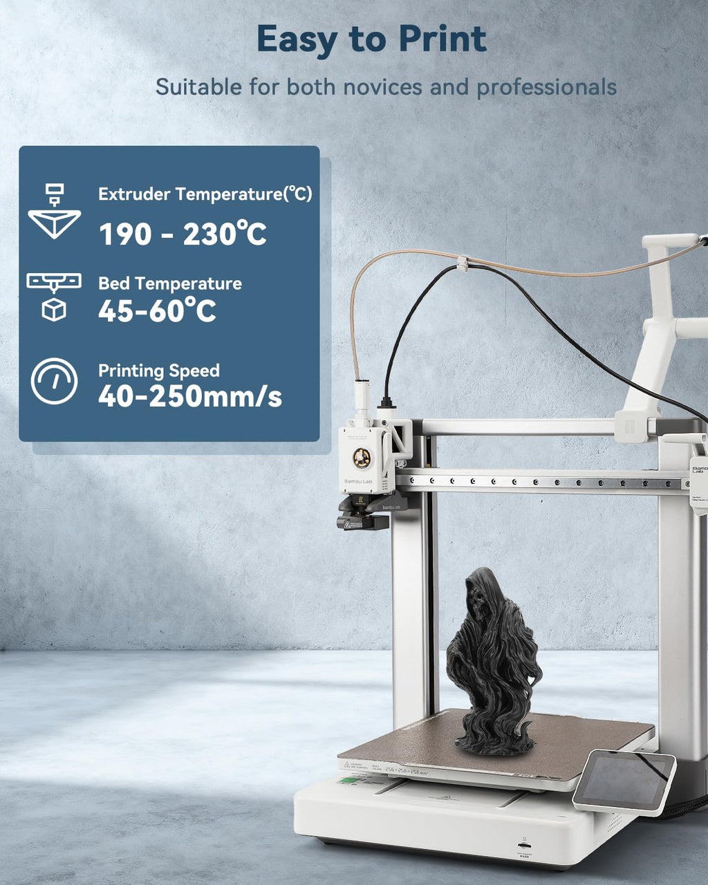 3DHoJor PLA Filament 1.75mm,3D Printing Filament,1kg*2 Cardboard Spool, Fit Most FDM 3D Printer,Dimensional Accuracy +/- 0.03 mm,Vacuum Packaging-2Pack Black