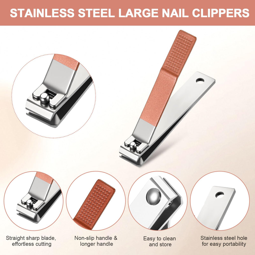 Mudder 6 Pcs Black Large Toenails Clippers Big Nail Clippers Straight Edge Toenails Cutters Stainless Steel Nails Trimmer Cutters for Men Women Thick Nails, Straight Sharp Blade and Anti-Slip Handle