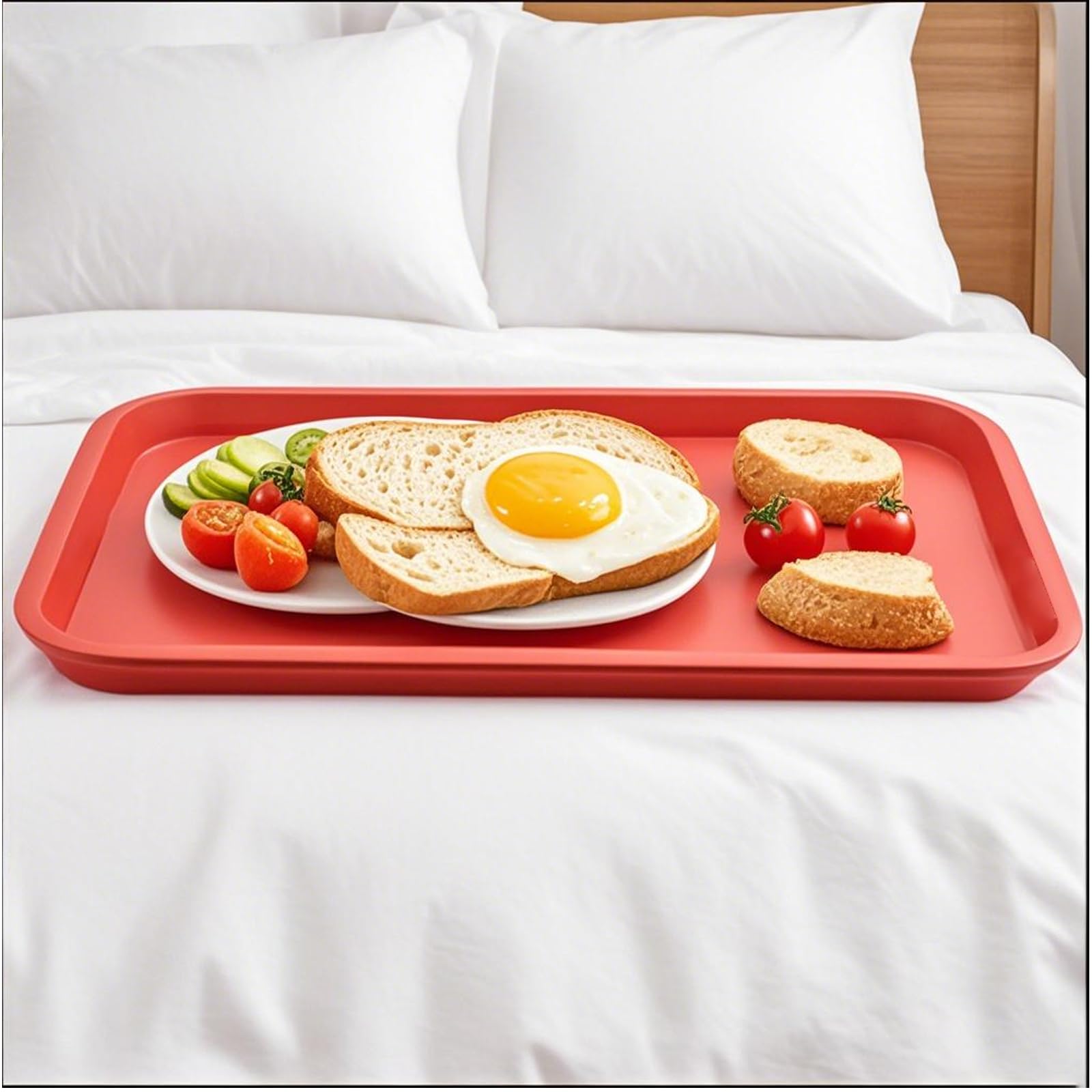 ZOENHOU 6 Pack 14 x 10 Inch Fast Food Tray, Rectangular Cafeteria Serving Trays, Plastic Trays for Food, Black