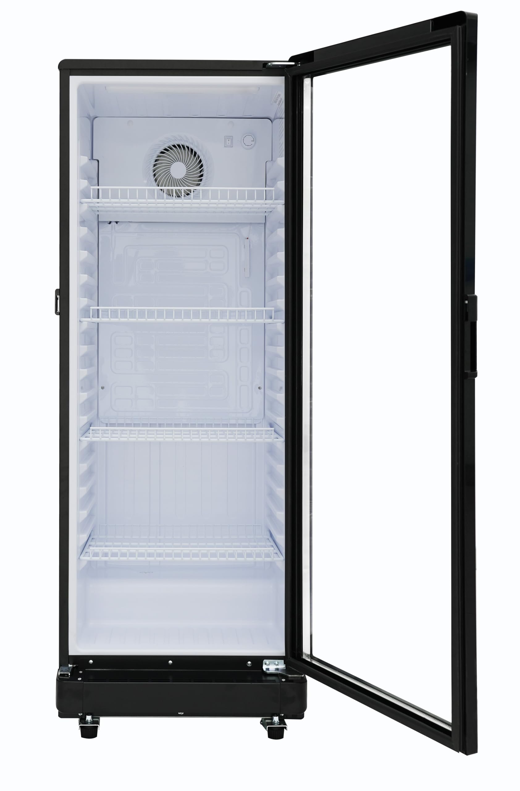 PremiumLevella PRF37DX Glass Door Display Refrigerator 3.1 cu ft Commercial Beverage Cooler Merchandiser - Black