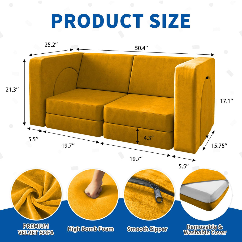 wanan Kids Couch 10PCS, Modular Kids Play Couch for Playroom Bedroom, 10 in 1 Multifunctional Kid Sofa for Playing, Creativing, Sleeping, Indoor Toddler Couches for Boys and Girls(Dark Grey)