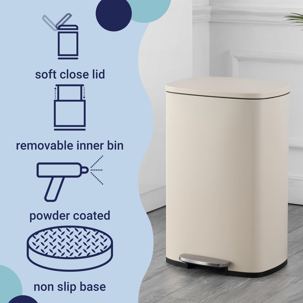happimess HPM1006B Connor Rectangular 13-Gallon Trash Can with Soft-Close Lid and Free Mini Trash Can, Fingerprint Resistant, Modern, Minimalistic for Home, Kitchen, Office, Bathroom, Black