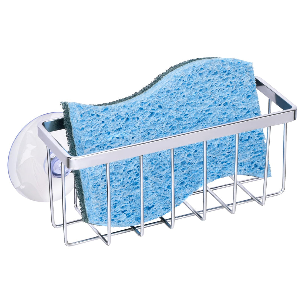 HLOOL Kitchen Sink Sponge Holder, Kitchen Sink Caddy, Sponge Holder for Kitchen Sink Suction, Dish Soap Holder (Black)