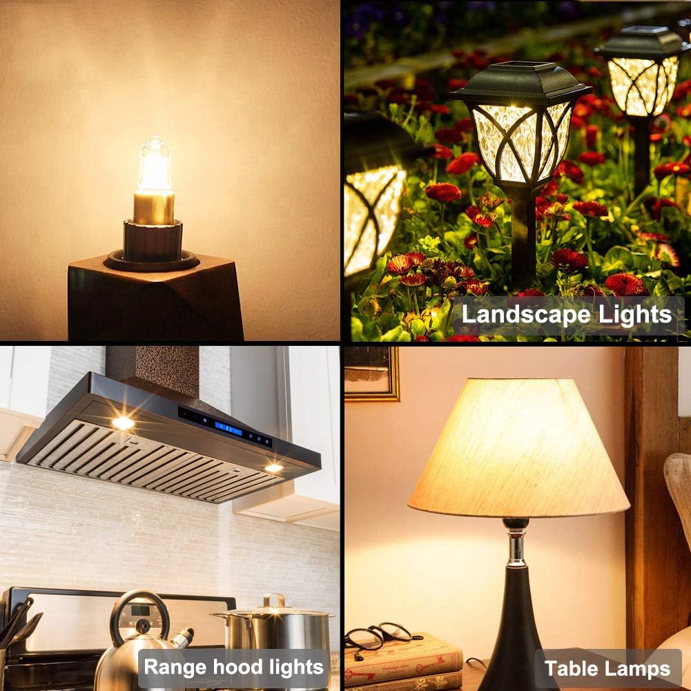 G4 Halogen Bulb, 10 Pack 12V 10W Bi-pin Base, High Output 150LM 3000Hrs Long Lifetime, Dimmable, CRI100 & 2800K Warm White, for Cabinet Light Bulbs