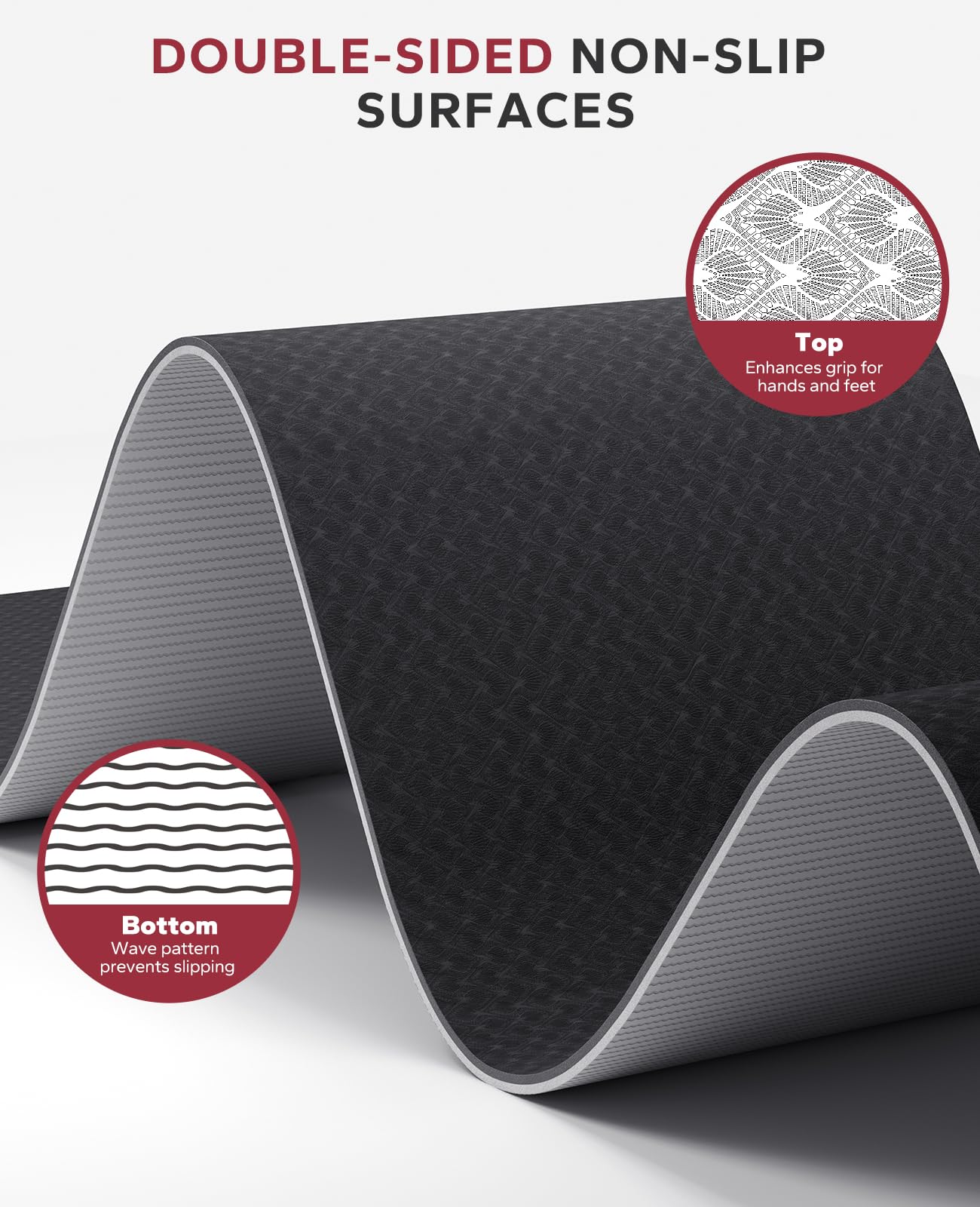 HAPBEAR Large Yoga Mat - 72"x36"x6mm (1/4 inch), Extra Wide Non-Slip Exercise Mat for Home Workout, Yoga, Pilates & Stretching, Durable, Includes Carry Bag