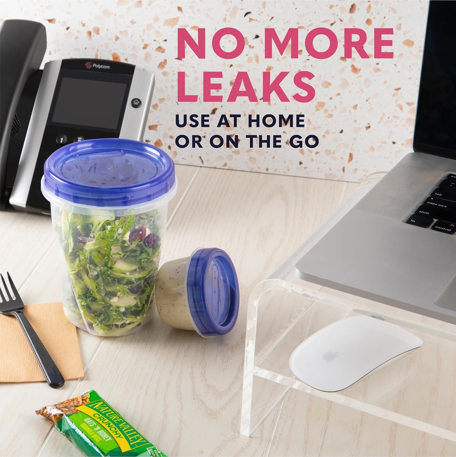 Plastic Food Deli Containers With Twist Top Lids - (16 Oz) - [5 Pack] - Food Storage Containers Takeout To Go - Microwave, Freezer & Dishwasher Safe BPA-Free