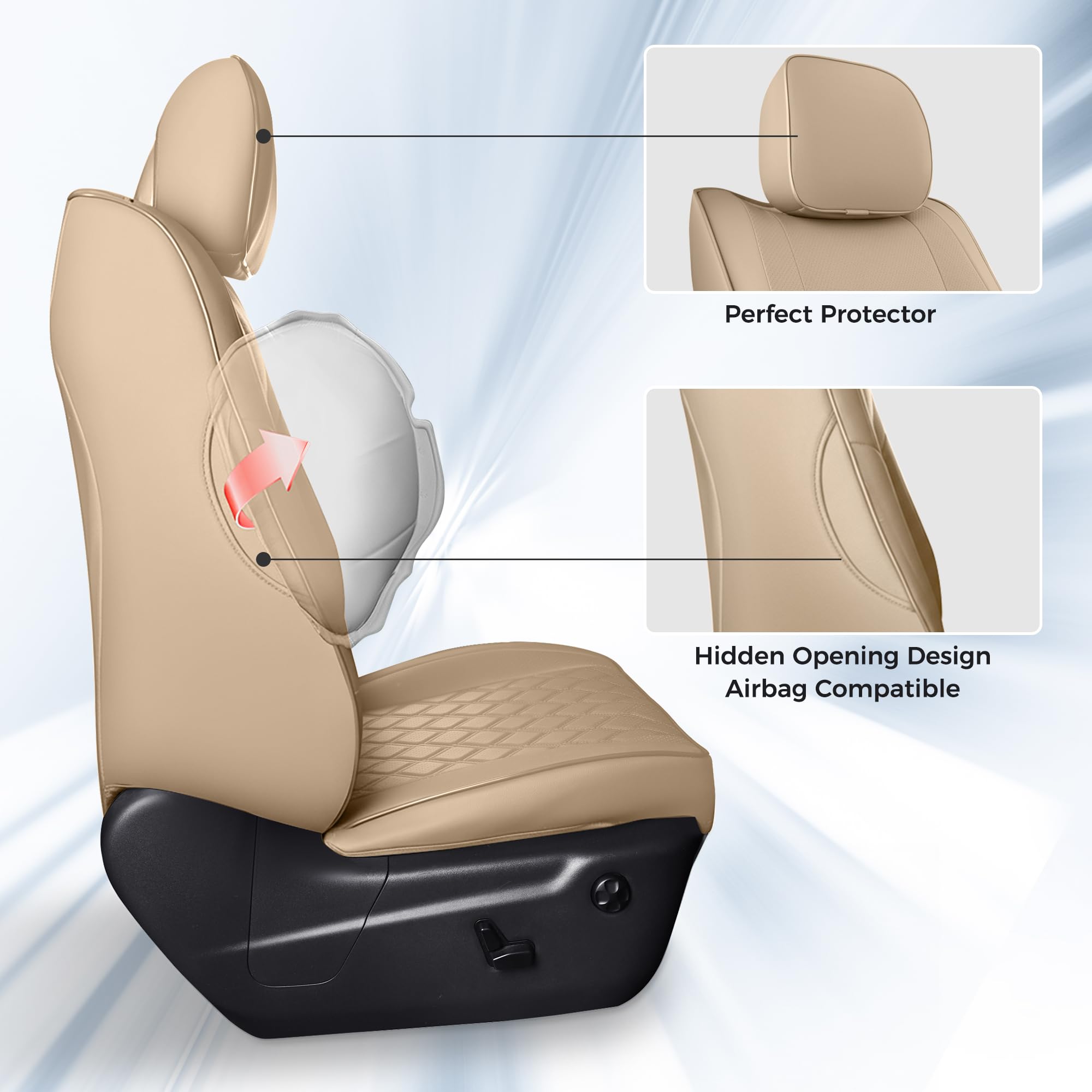 Huidasource Grand Cherokee Seat Covers, 2 Pieces Waterproof Leather Customized Car Seat Cushion Covers Protectors Compatible with Jeep Grand Cherokee 2011-2022 (2Pcs Front/Black)