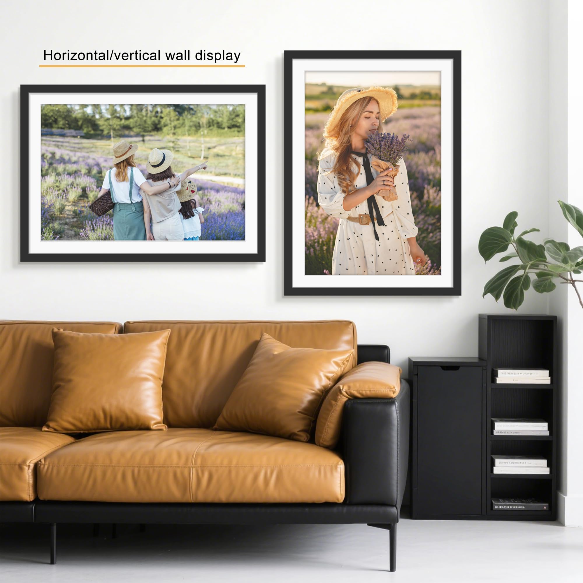 Picrit 24x34 Black Poster Frame 7 Pack, Display Pictures 20x30 Picture with Mat or 24 x 34 without Mat for Horizontal or Vertical Wall Mounting, Wall Gallery Photo Frames