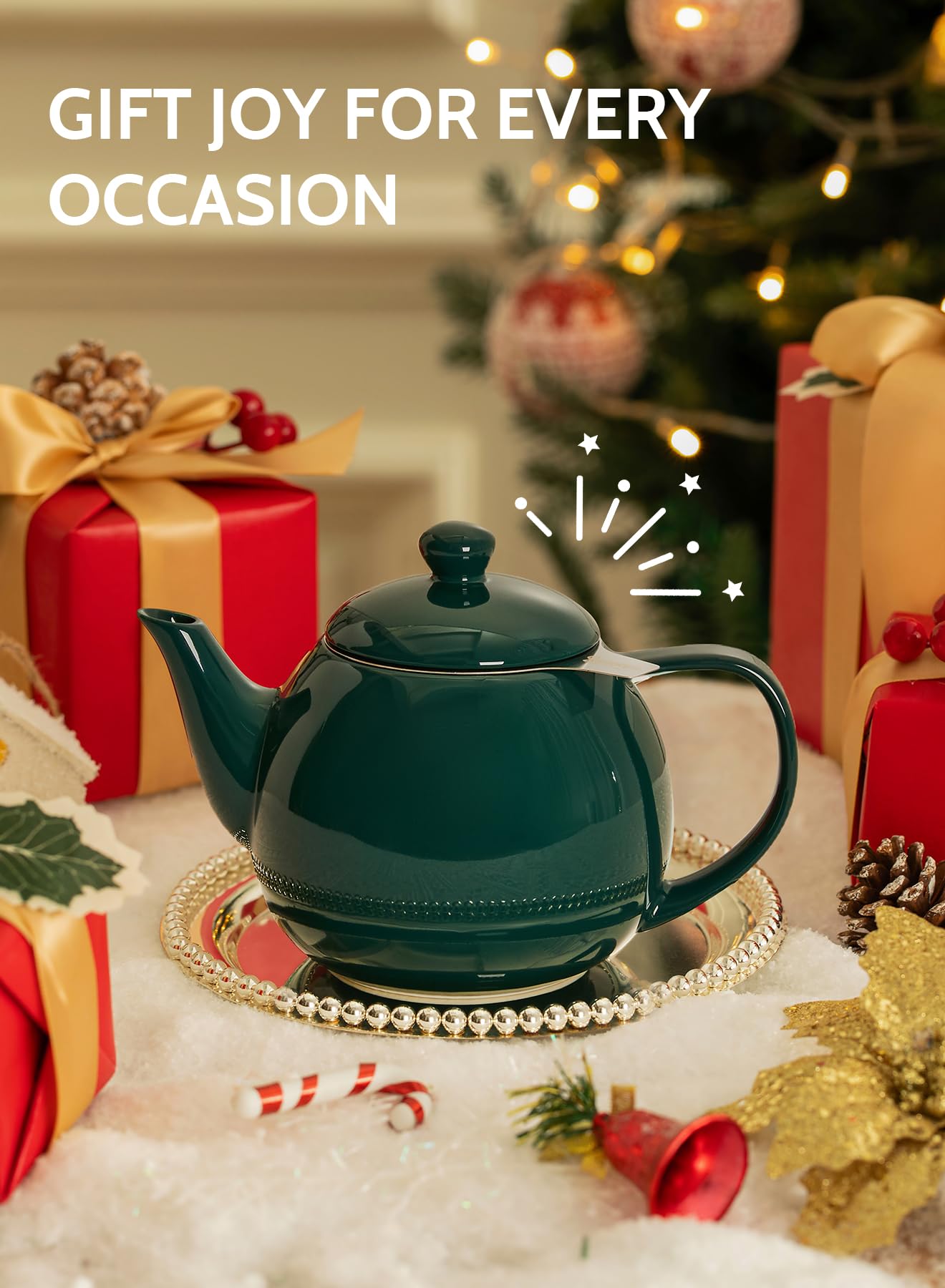 Sweese Porcelain Teapot 27 oz with Infuser for Loose Leaf Tea, Bluish Grey
