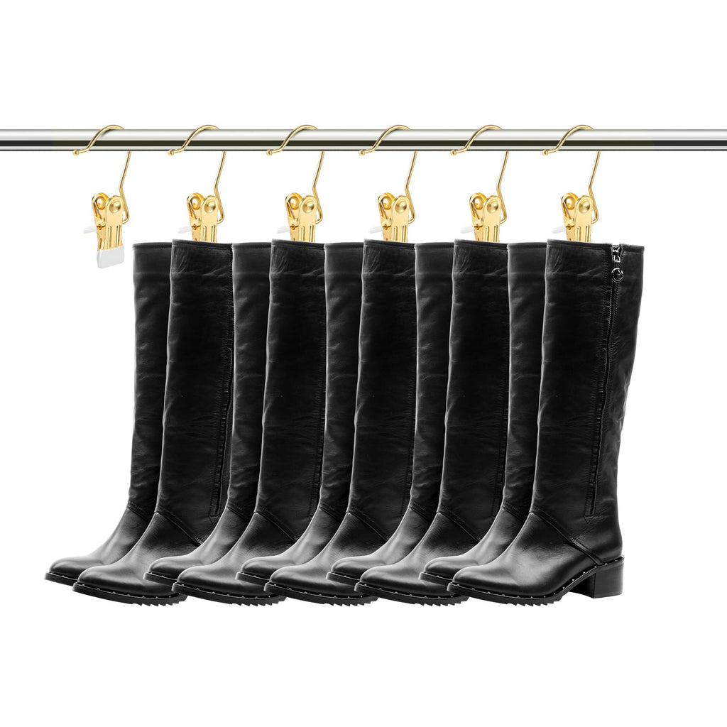 Hotop 20 Pieces Boot Hanger Clips for Closet, Laundry Hanging Hooks Heavy Duty Clips Boot Holder Portable Single Hooks Space Saving for Pants Jeans Clothes Hats Tall Towels (Black)