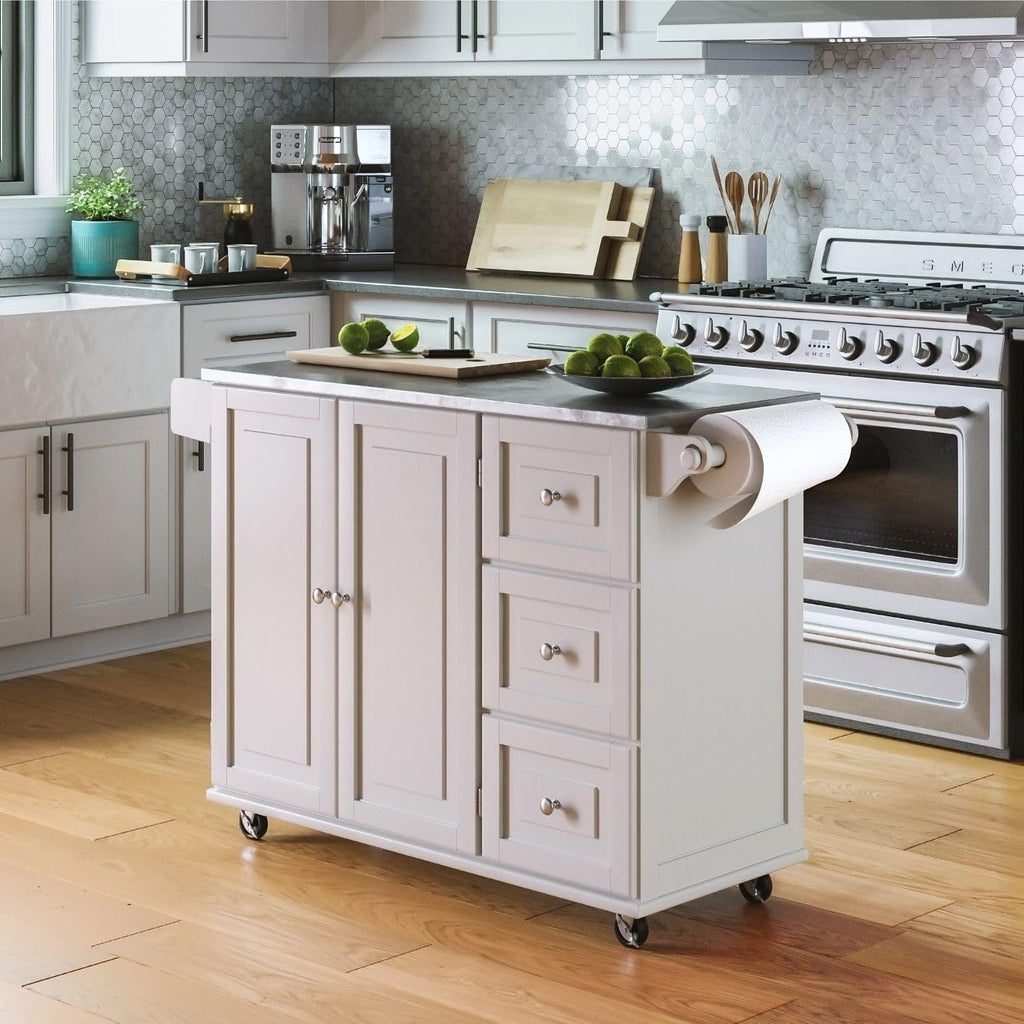 Homestyles Mobile Kitchen Island Cart with Stainless Steel Top, Blue