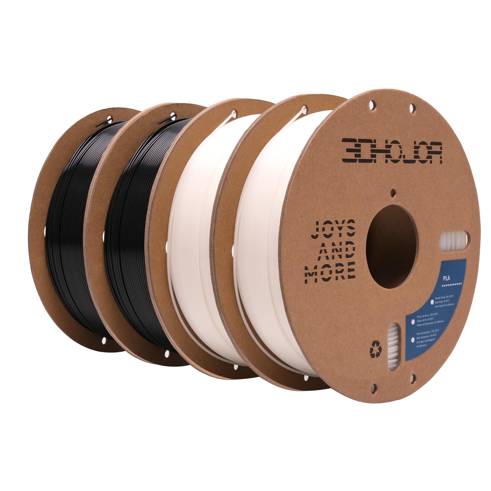 3DHoJor PLA Filament 1.75mm,3D Printing Filament,1kg*2 Cardboard Spool, Fit Most FDM 3D Printer,Dimensional Accuracy +/- 0.03 mm,Vacuum Packaging-2Pack Black