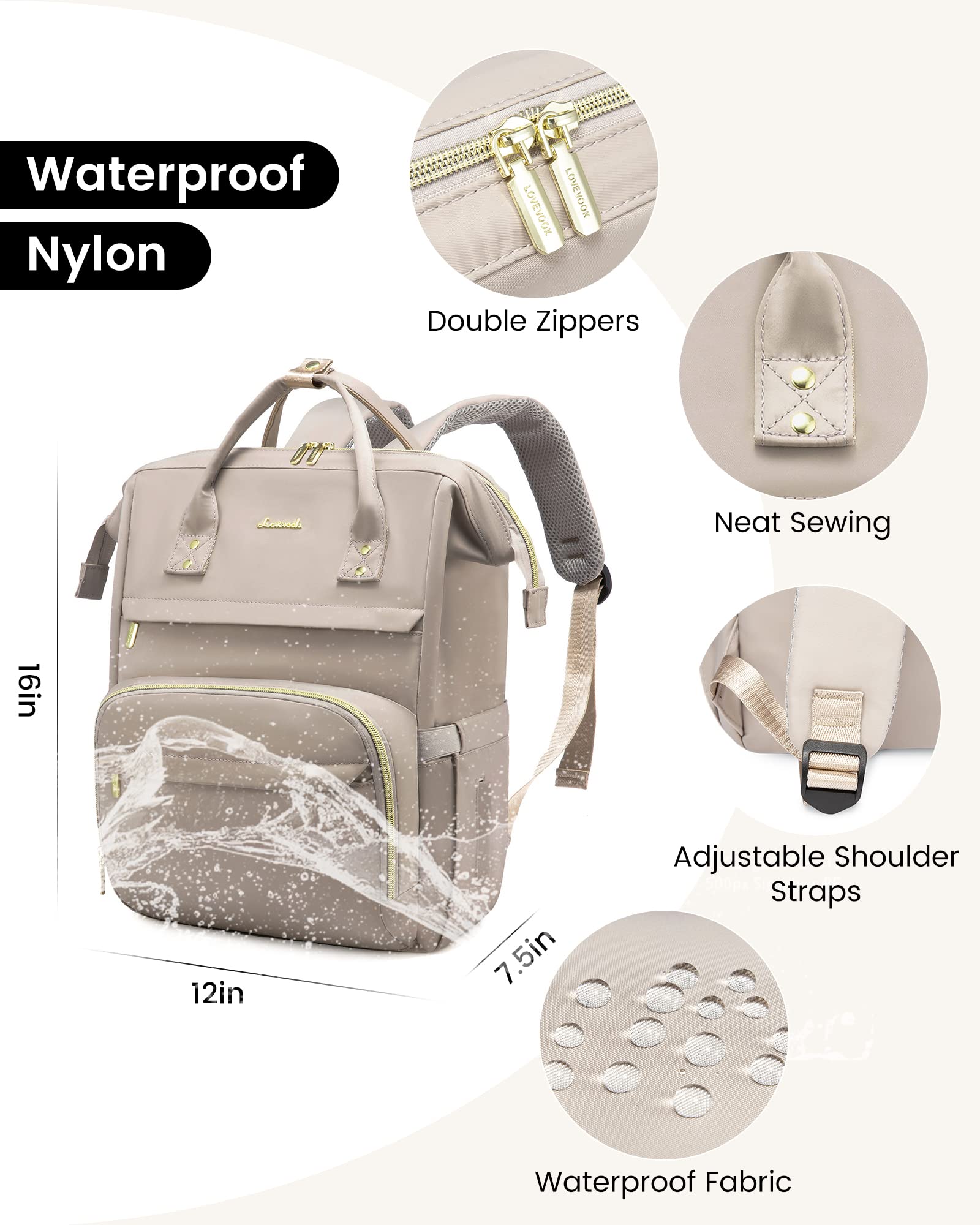 LOVEVOOK Laptop Backpack for Women with Giant Tumbler Holder Pocket, 15.6 Inch Work Daypack for Teacher Nurse, Computer College Bookbag Purse, Waterproof Travel Back Pack with USB Charging Port