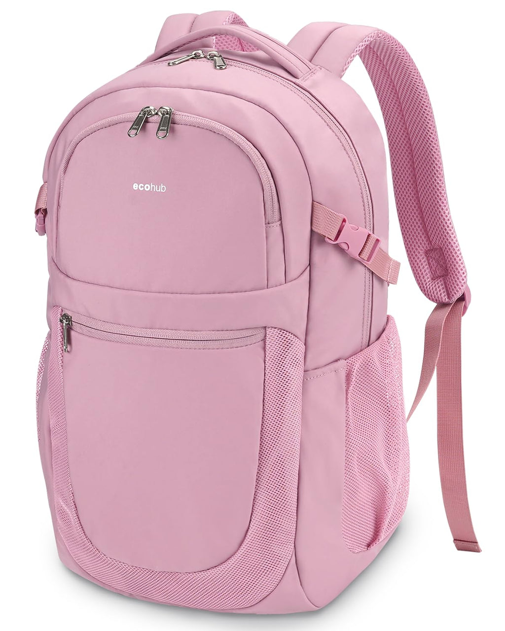 ECOHUB Travel Backpack for Women, 17.3 inch Suspended Laptop Backpack, Fashion Slim Water-Resistant College Computer Bookbag, 28L Personal Item Bag with 12 Pockets for Causal, Work, Beige