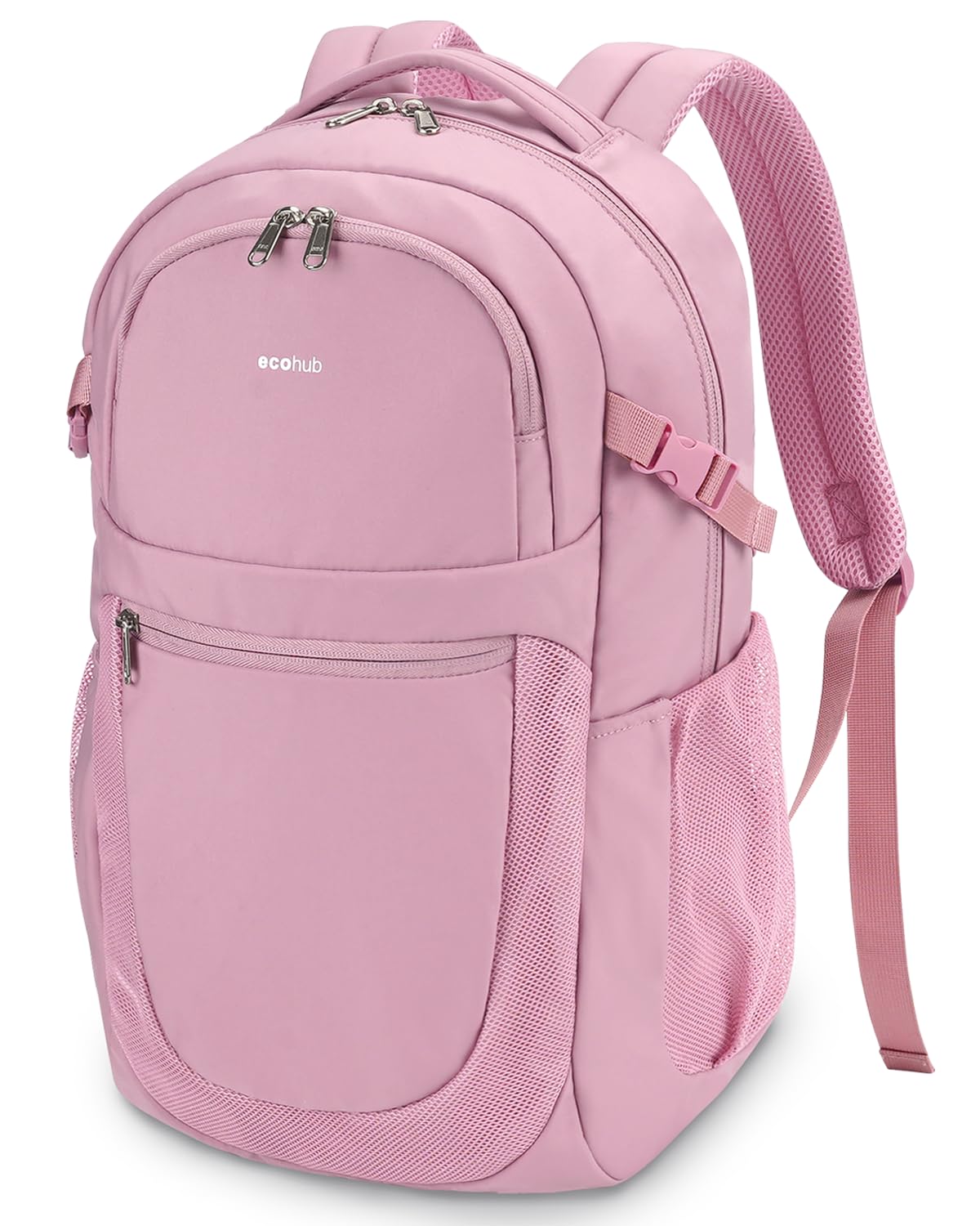 ECOHUB Travel Backpack for Women, 17.3 inch Suspended Laptop Backpack, Fashion Slim Water-Resistant College Computer Bookbag, 28L Personal Item Bag with 12 Pockets for Causal, Work, Beige