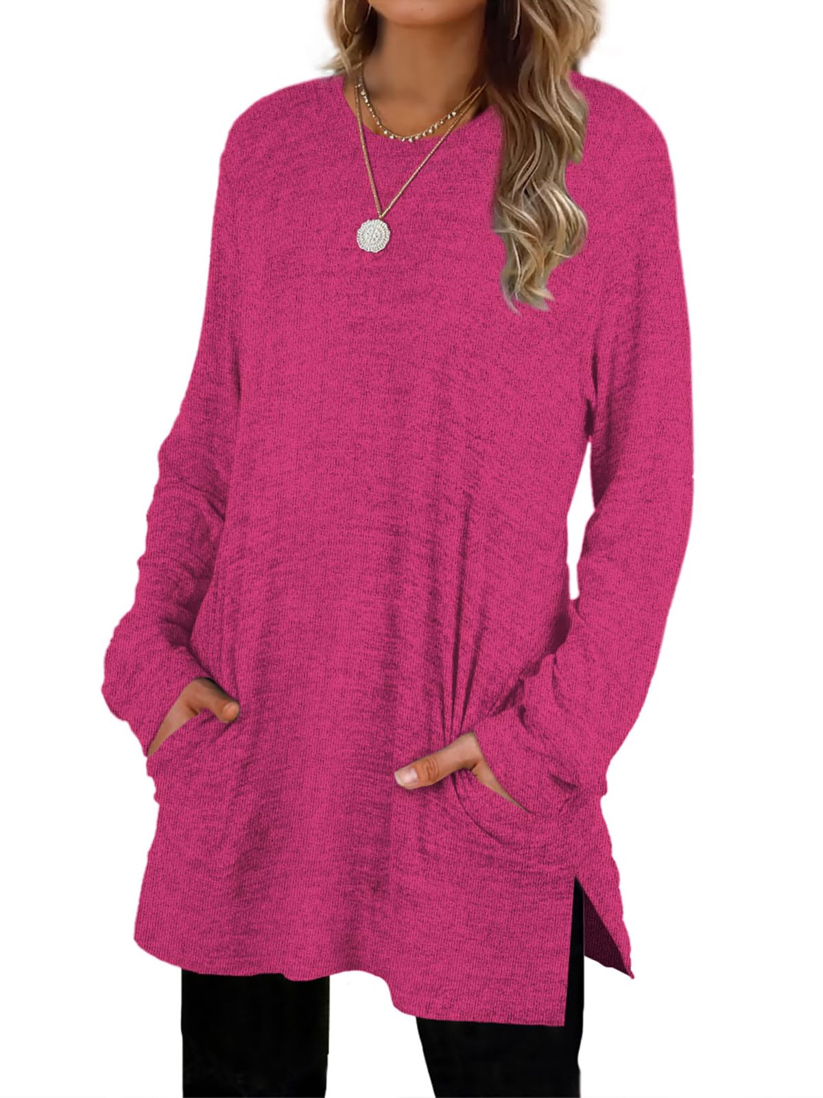 XIEERDUO Womens Casual Sweatshirts Long Sleeve Shirts Oversized With Pocket Tunic Tops S-3XL