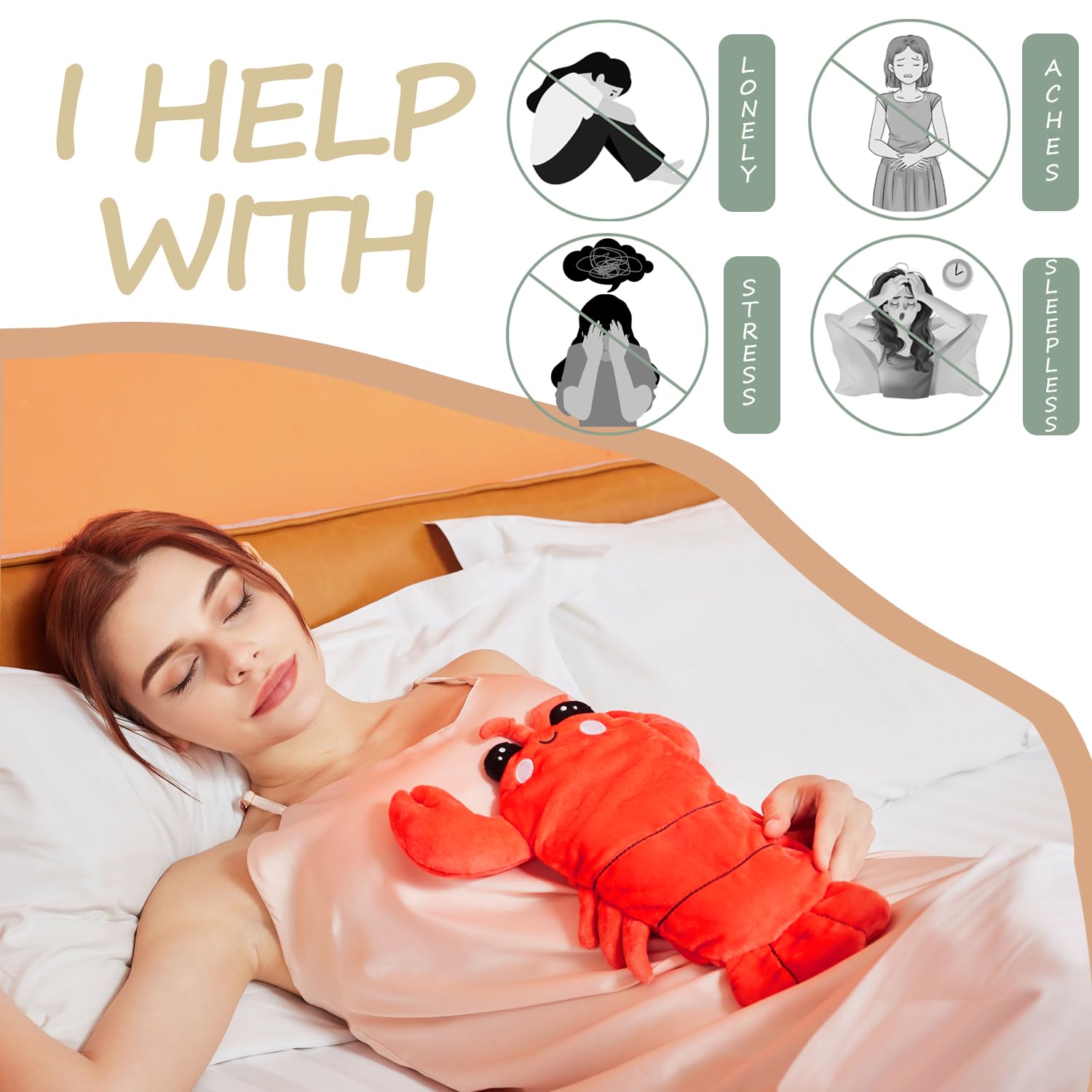 Microwavable Heating Pad for Cramps, Cuddly Warming Pillow, Cute Lobster Plush with Heating Pad (Mullticolor)