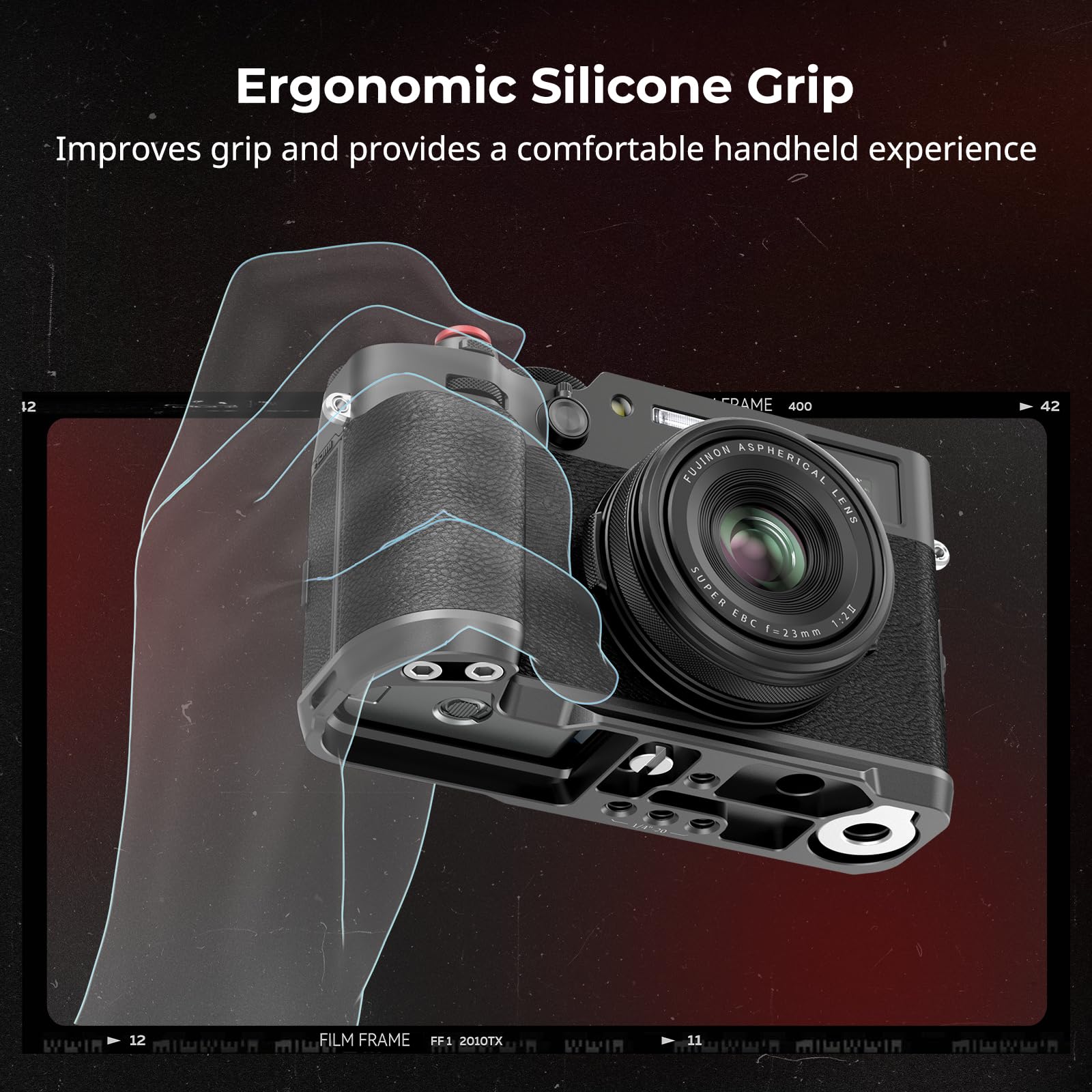 SmallRig X100VI / X100V Handgrip L-Shape Grip with Quick Release Plate for Arca, Lightweight Silicone Side Handle, Shutter Button and Hot Shoe Cover for FUJIFILM X100VI / X100V Cameras (Black) - 4556