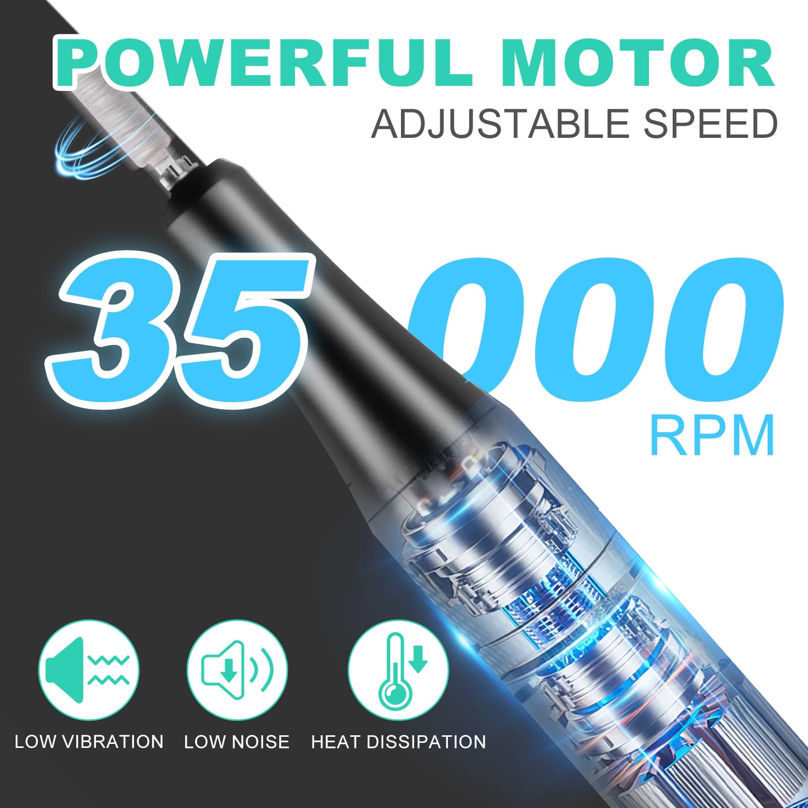 MEKK Nail Drill Kit,35000RPM Electric Nail Drill Professional Electric Nail File with 12PCS Bits,Anti-Shaking Cordless E Filer for Nails with LCD Display,Home & Salon (Orange Blue)