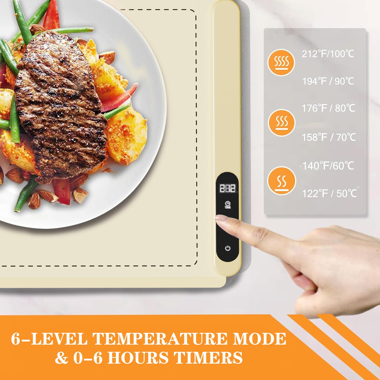 Upgrade Warming Mat for Food with Adjustable Temperature-Portable Electric Warming Tray,Roll Up Silicone Food Warmer for Parties with 3 Temperature Settings,Versatile Food Warmers for Parties Buffet